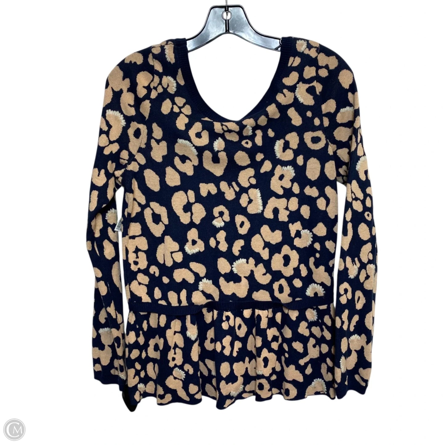 Top Long Sleeve By Moth In Blue & Tan, Size: M