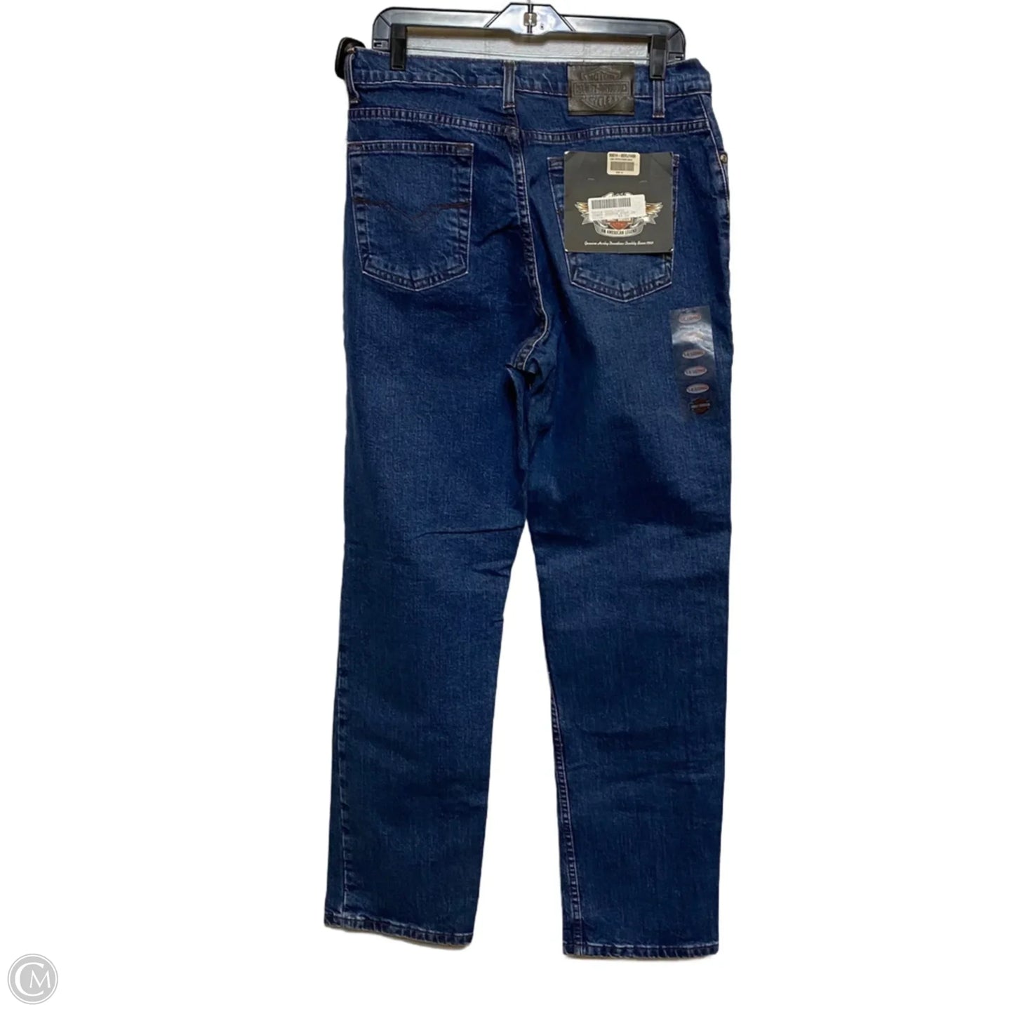Jeans Straight By Harley Davidson In Blue Denim, Size: 14l