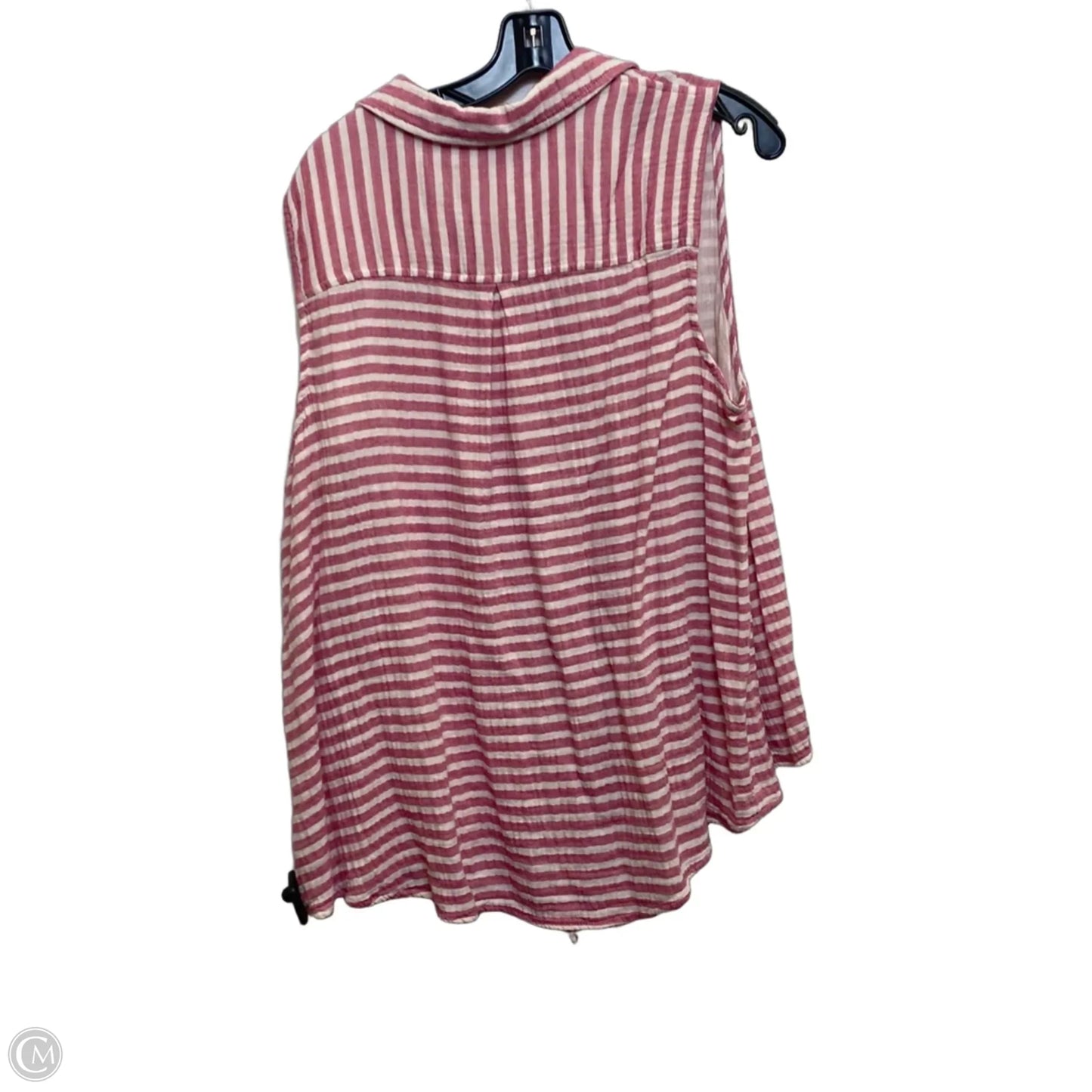 Top Sleeveless By Terra & Sky In Cream & Pink, Size: 1x