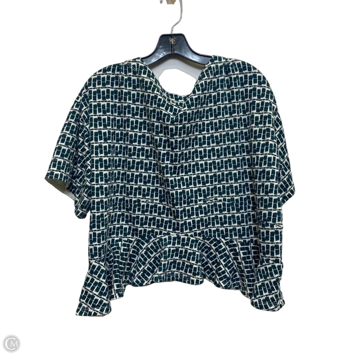 Top Short Sleeve By Anthropologie In Green & White, Size: S