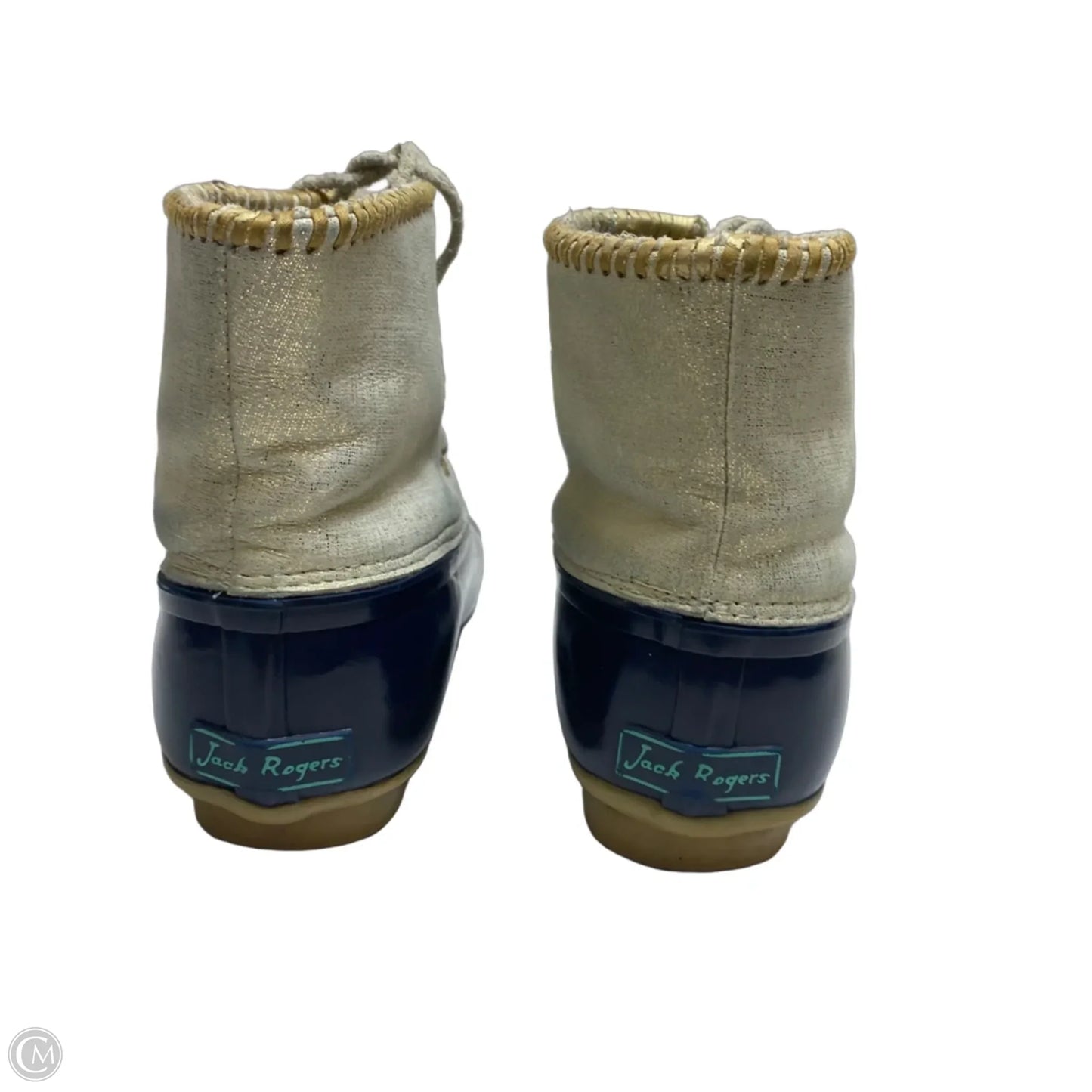 Boots Ankle Flats Designer By Jack Rogers In Blue & Grey, Size: 10