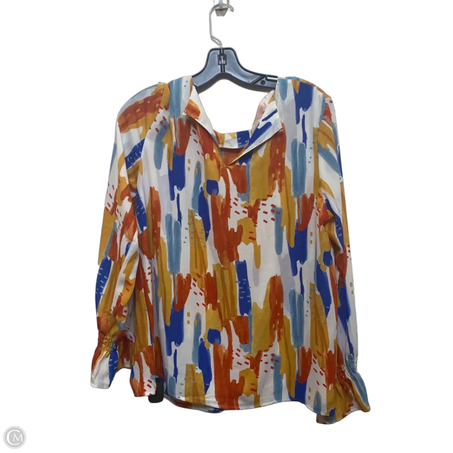 Top Long Sleeve By Cmf In Blue & Orange, Size: L