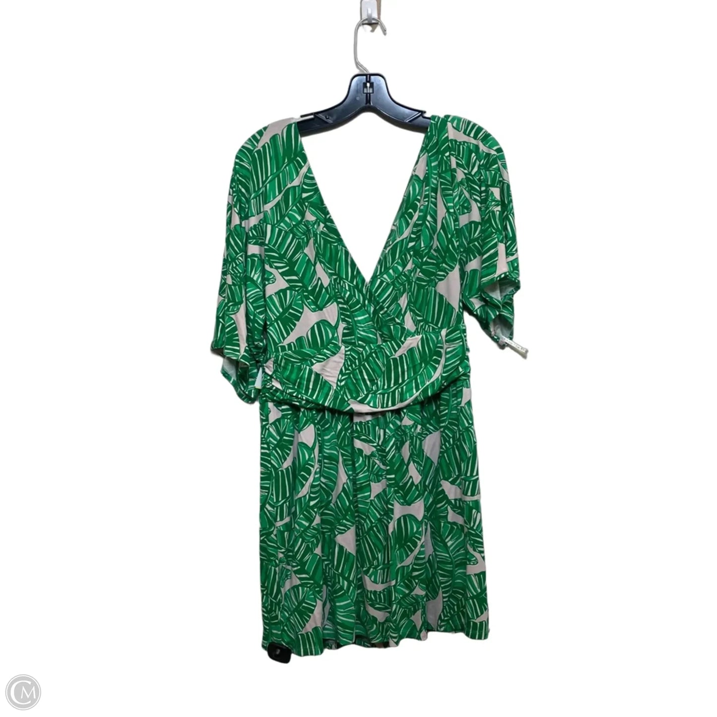 Romper Designer By Lilly Pulitzer In Green & White, Size: L