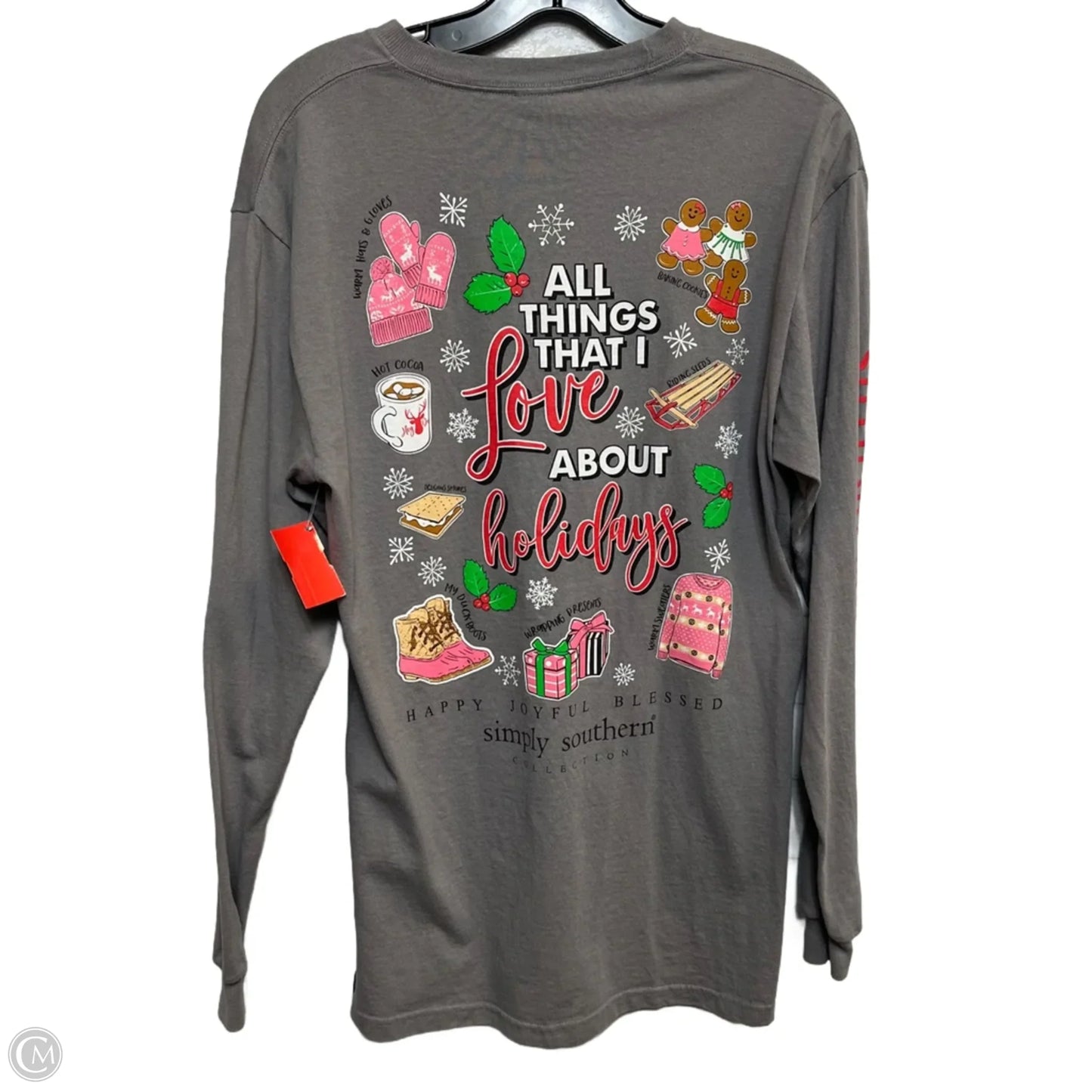 Top Long Sleeve By Simply Southern In Grey, Size: M