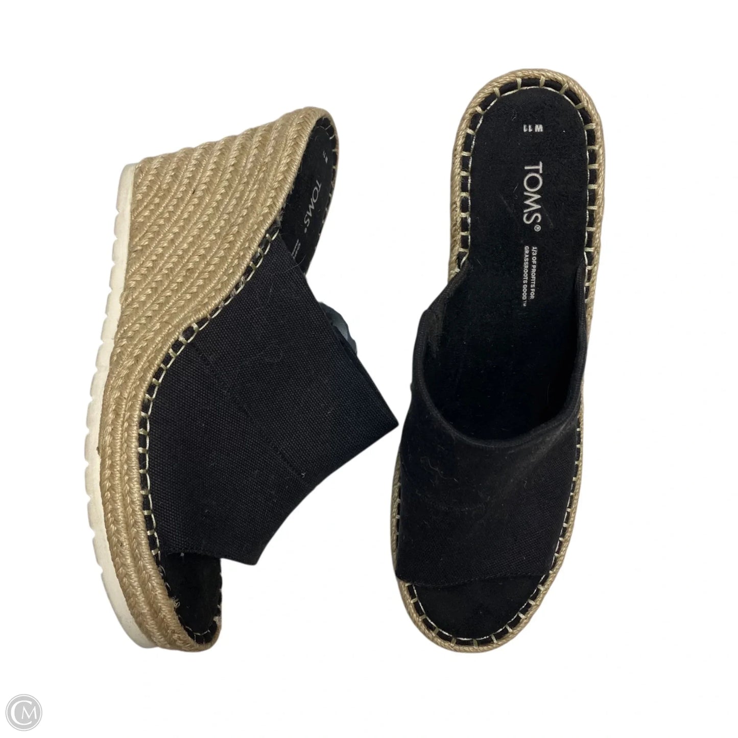 Sandals Heels Wedge By Toms In Black, Size: 11