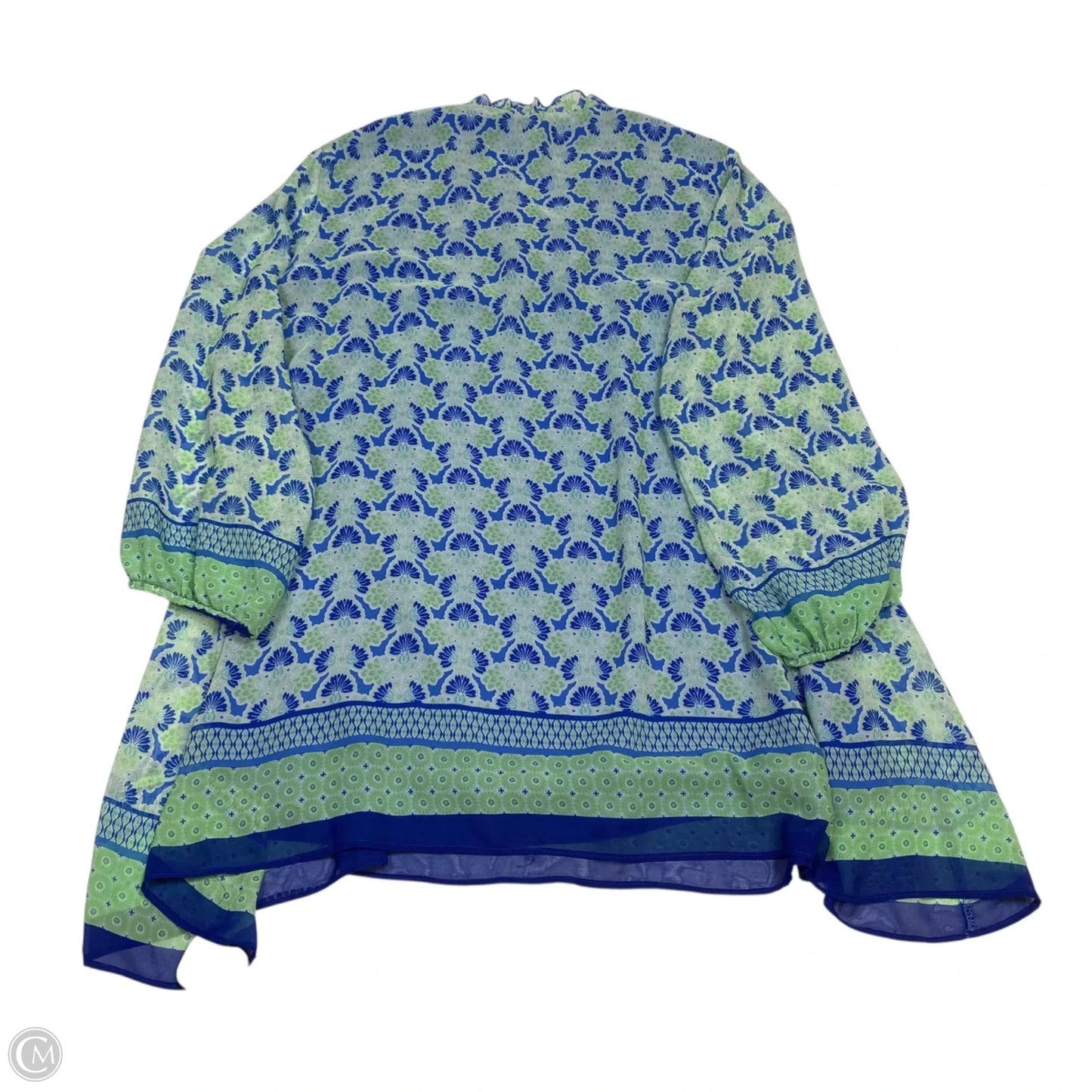 Top 3/4 Sleeve By New Directions In Blue & Green, Size: 1x