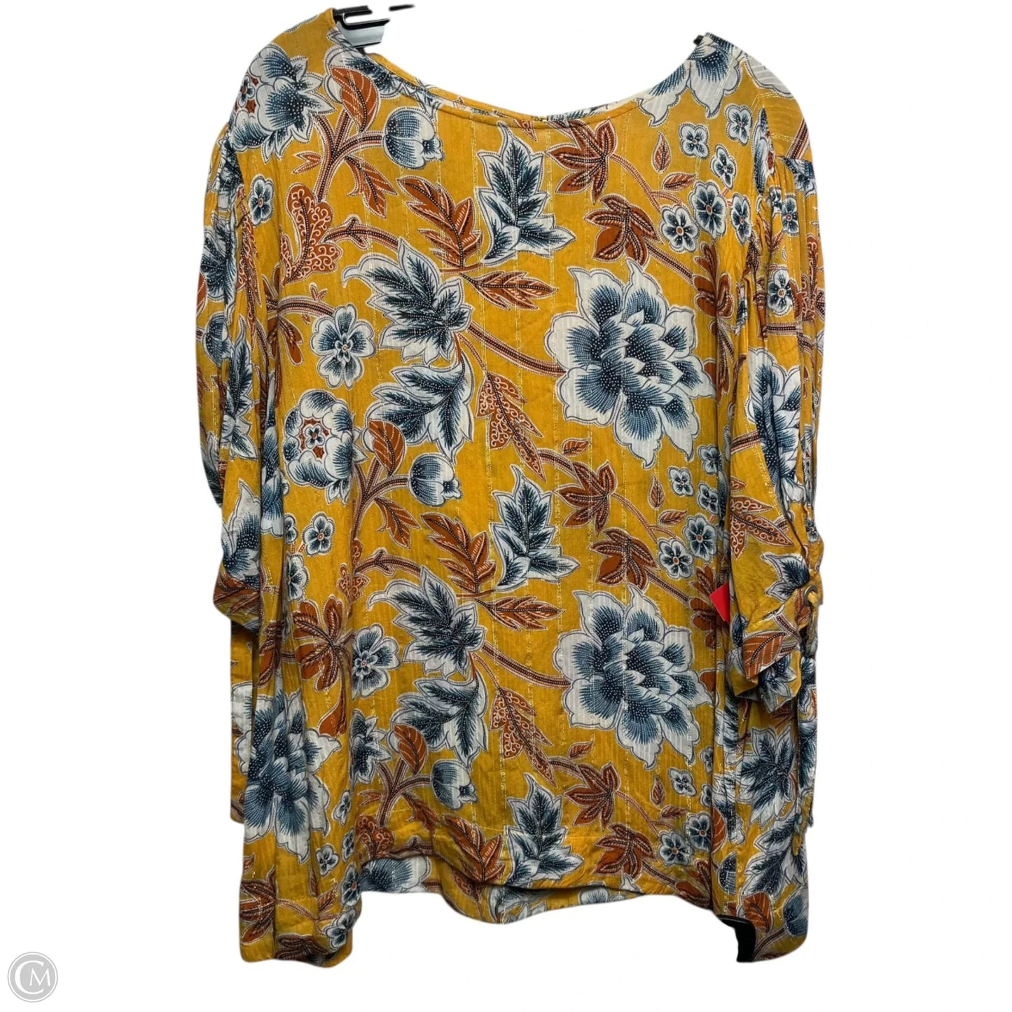 Top 3/4 Sleeve By Soft Surroundings In Yellow, Size: 1x