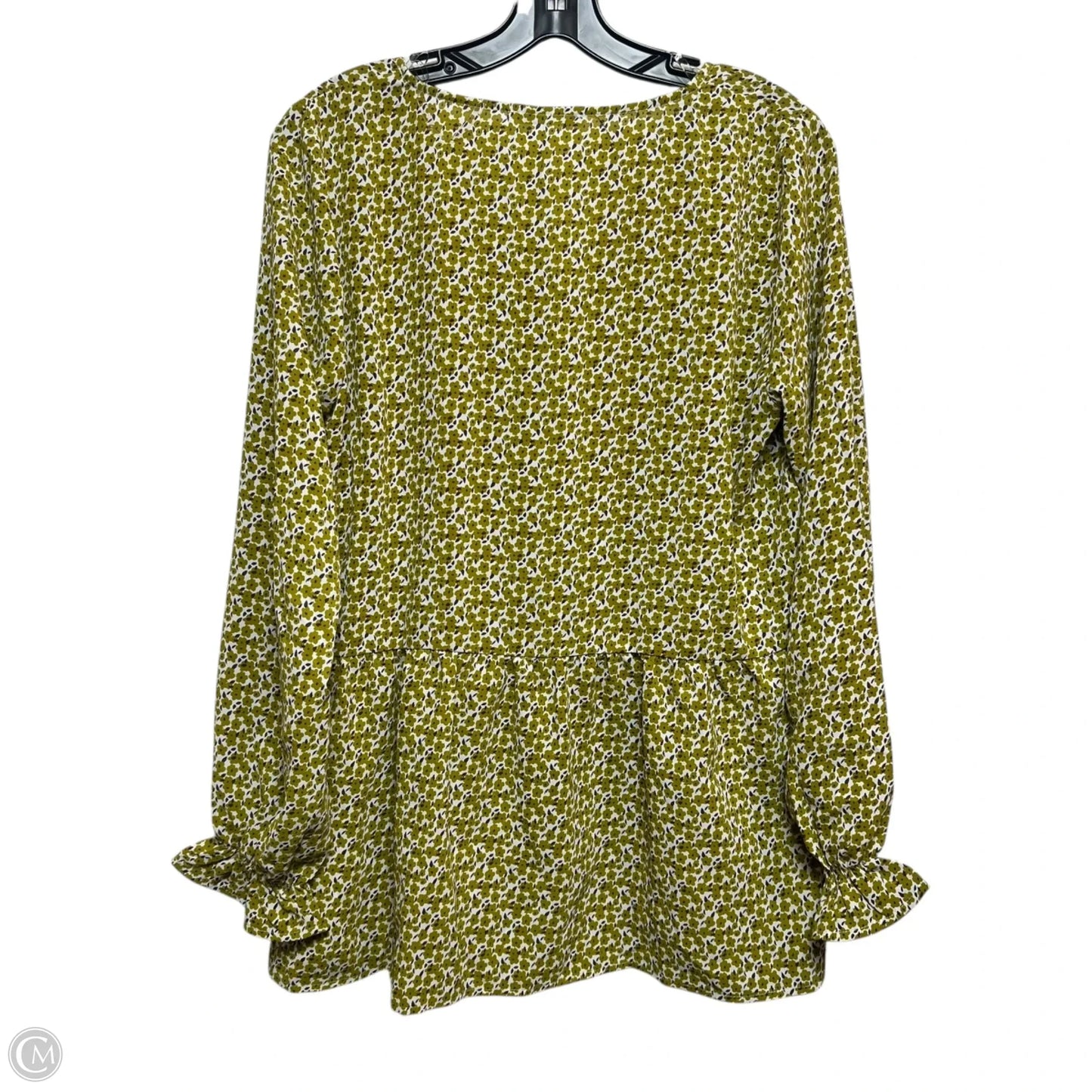 Top Long Sleeve By Staccato In Green & White, Size: M