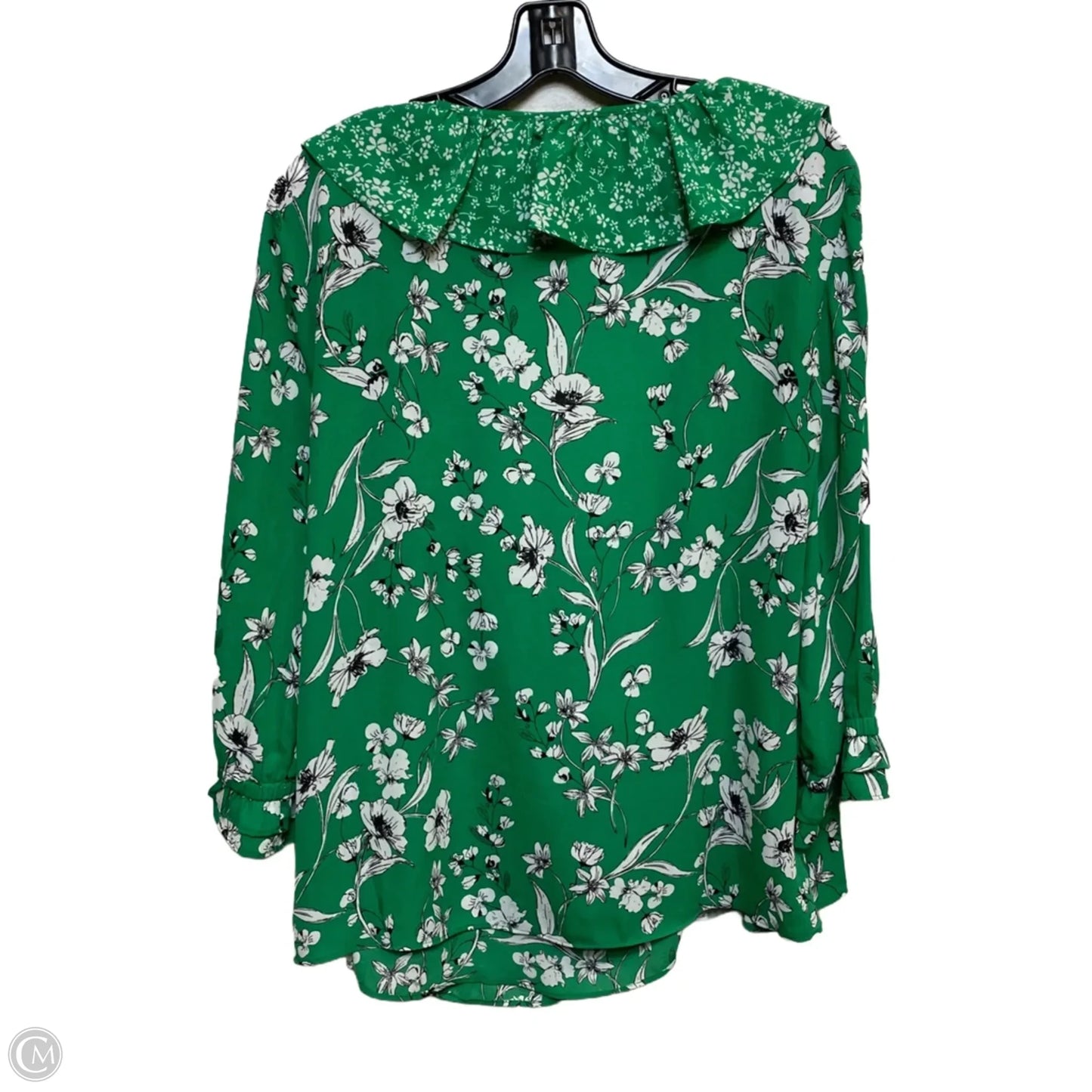 Top 3/4 Sleeve By Cato In Green & White, Size: Xl