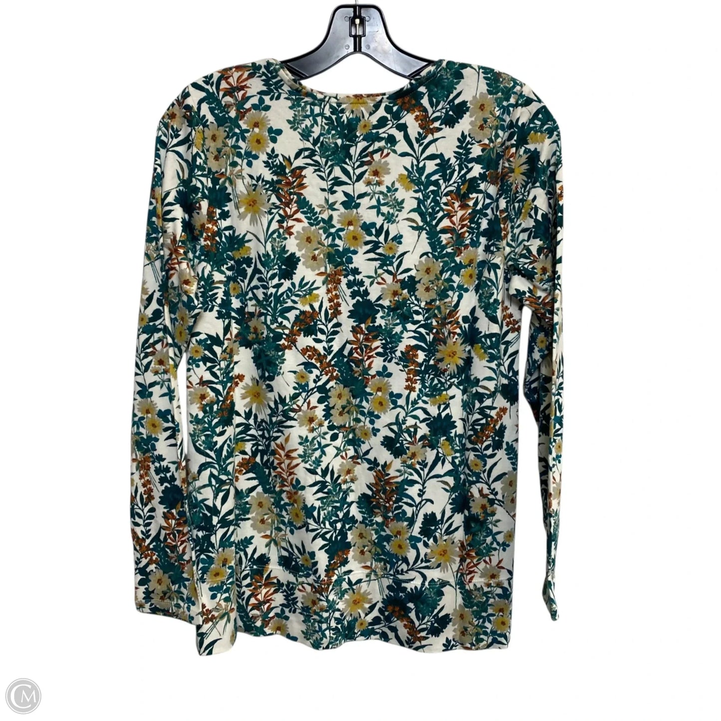 Top Long Sleeve By J. Jill In Cream & Green, Size: Mp