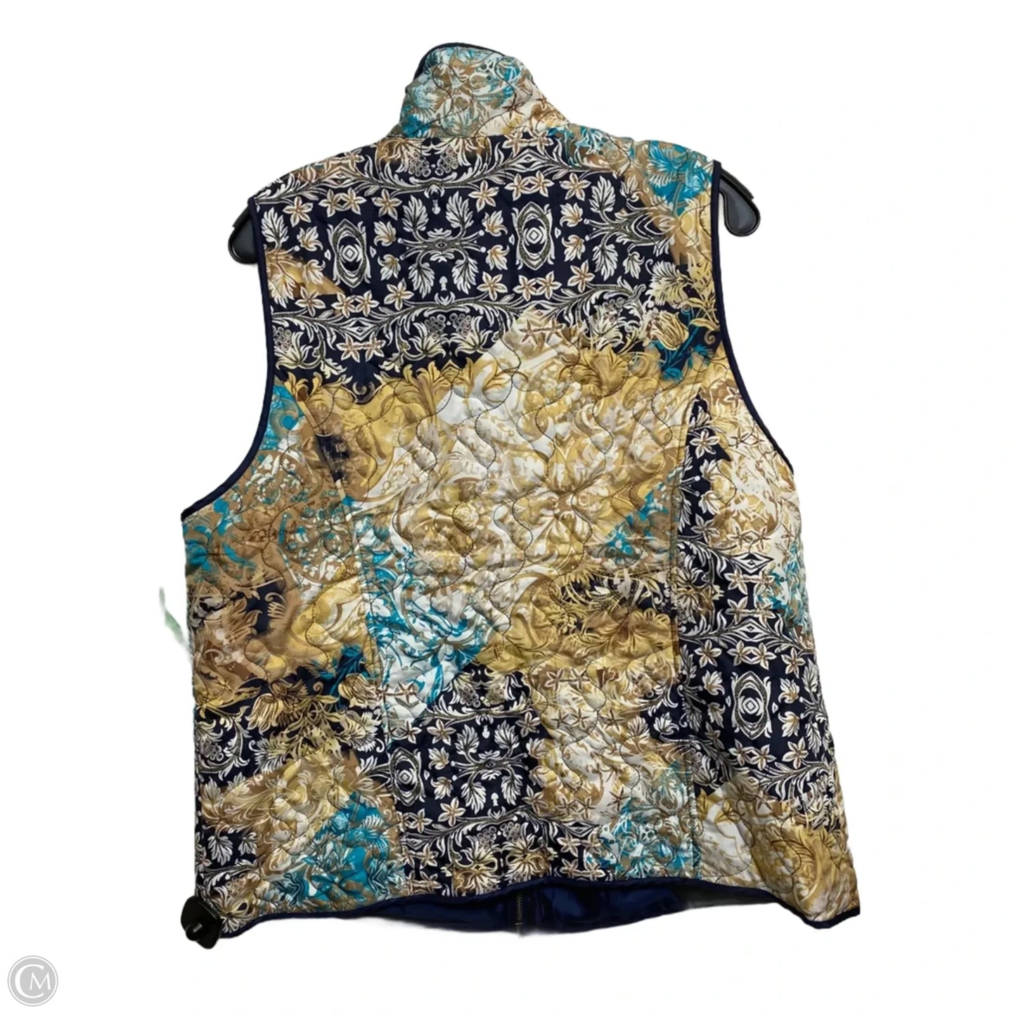 Vest Puffer & Quilted By Chicos In Blue & Tan, Size: Xl