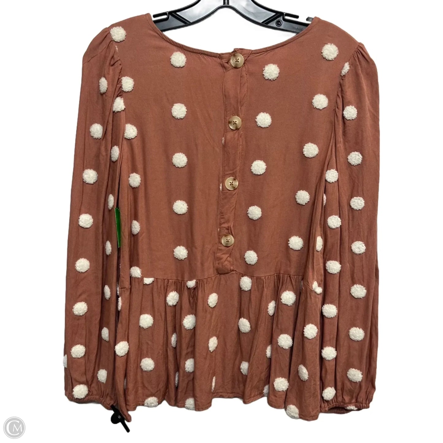 Top Long Sleeve By Blu Pepper In Cream & Orange, Size: S