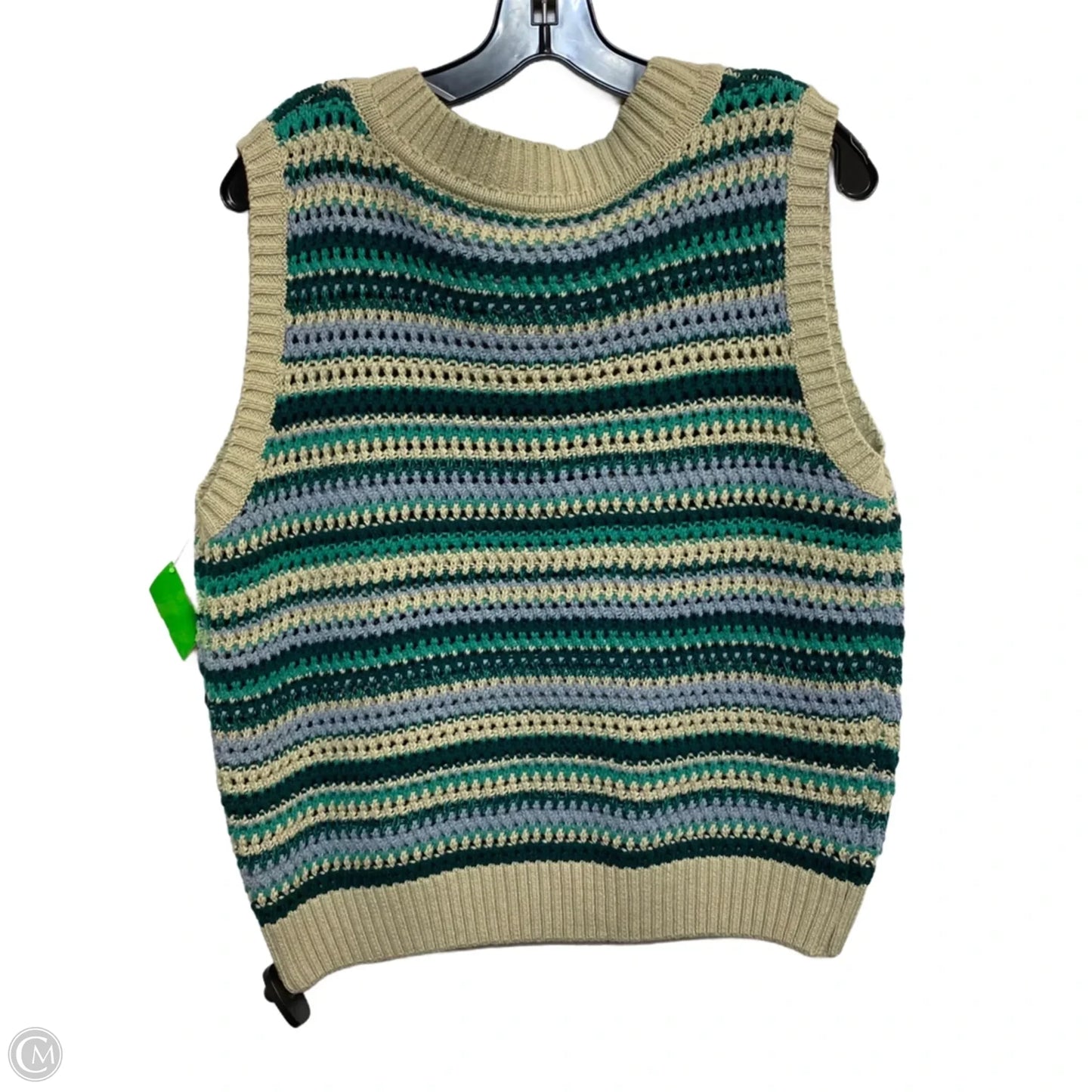 Vest Sweater By Wishlist In Green & Tan, Size: L