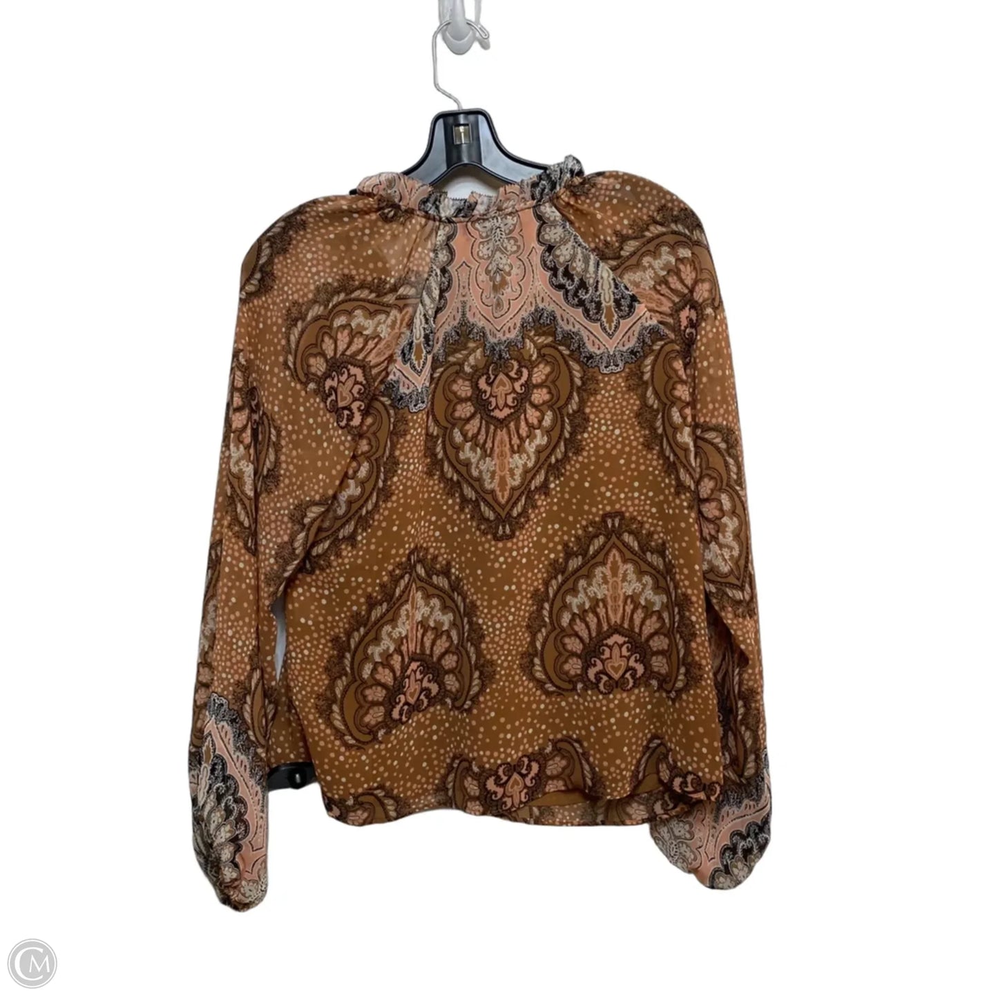 Blouse Long Sleeve By White House Black Market In Brown & Pink, Size: Xs