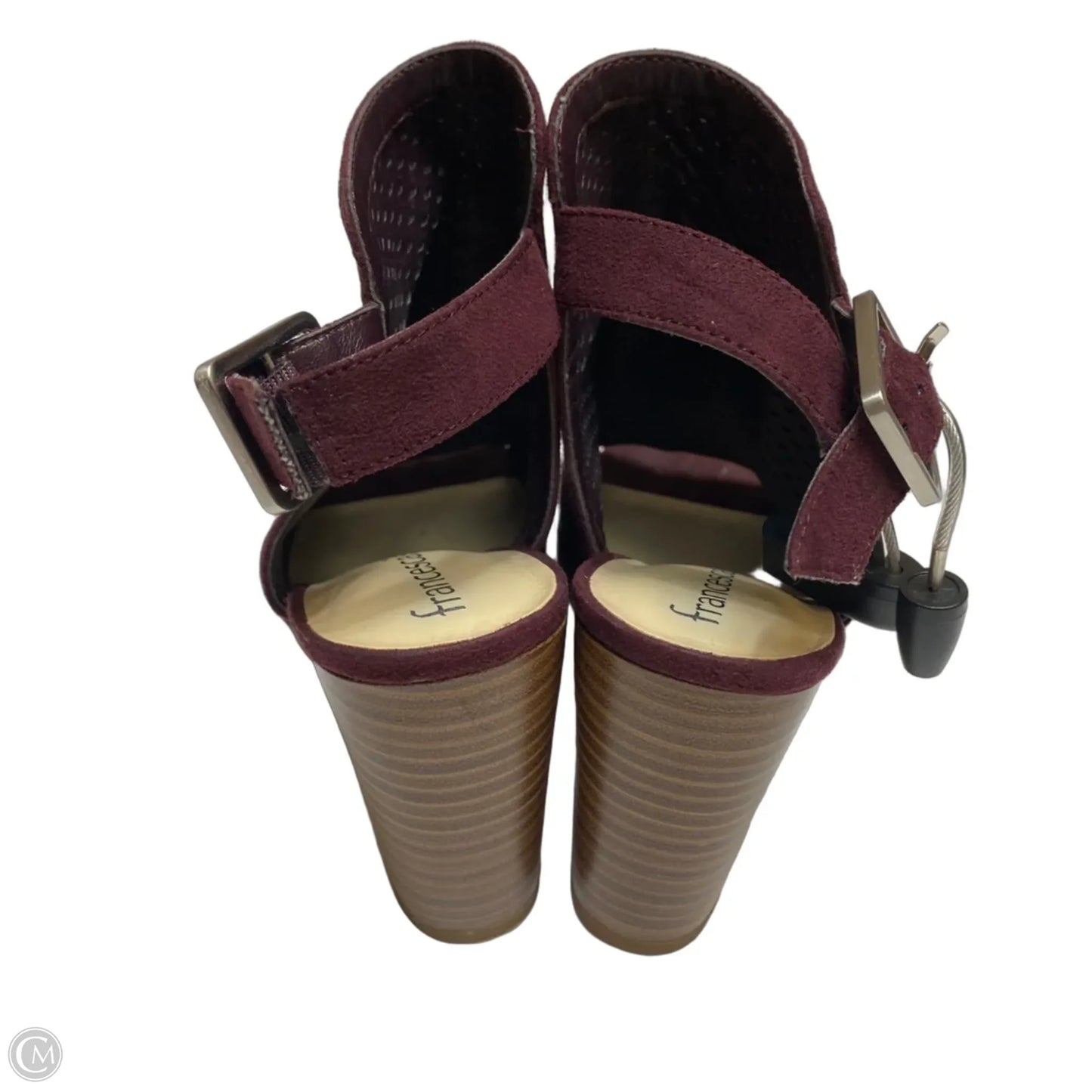 Sandals Heels Block By Francesca's In Maroon, Size: 6