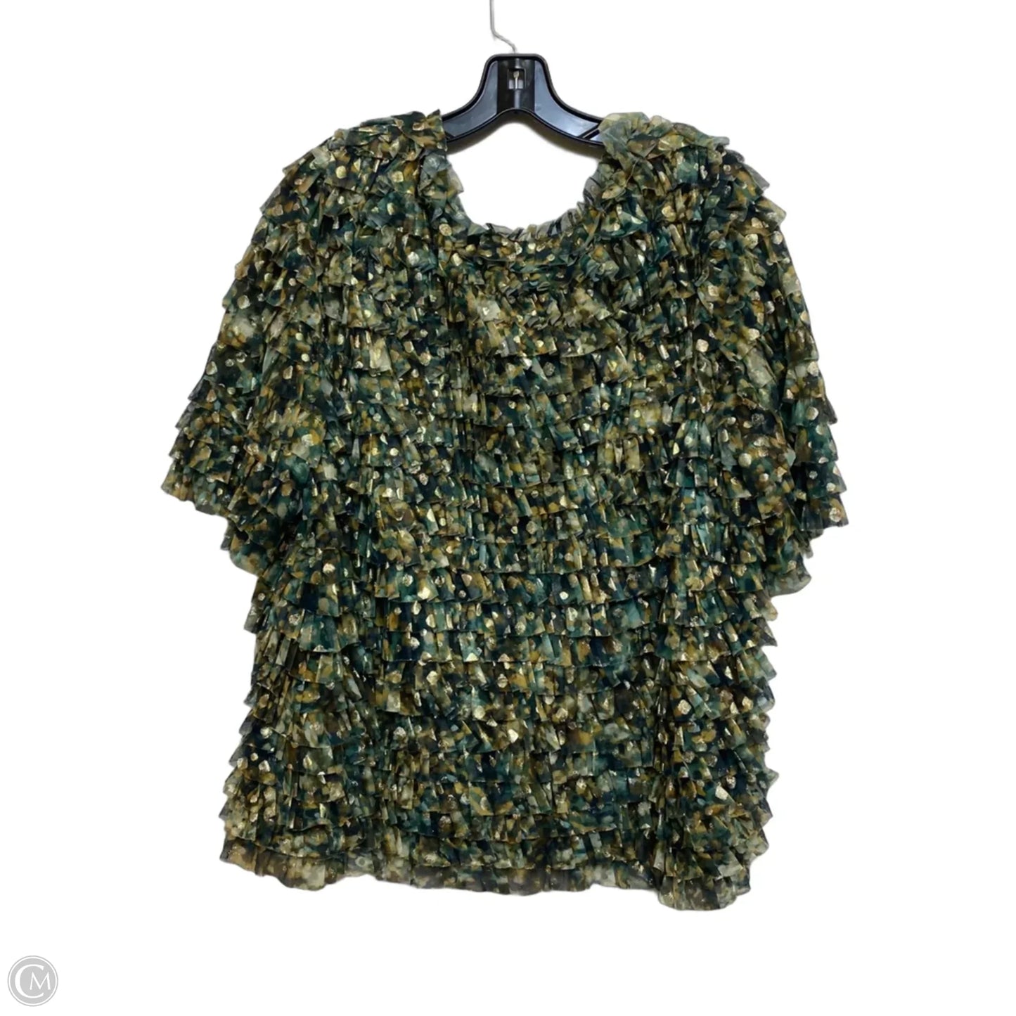 Top Short Sleeve By Chicos In Green & Yellow, Size: Xl