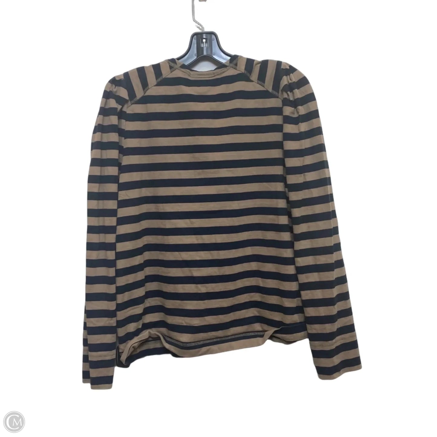 Top Long Sleeve By Ganni In Blue & Brown, Size: L