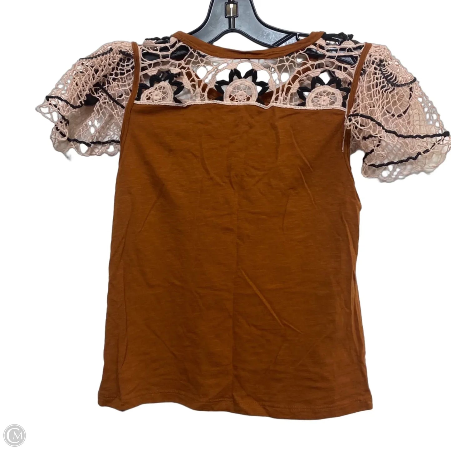Top Short Sleeve By Anthropologie In Brown, Size: Xs