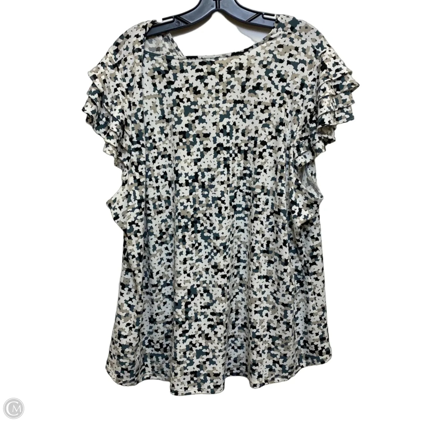 Top Sleeveless By Adrianna Papell In Cream & Green, Size: 3x