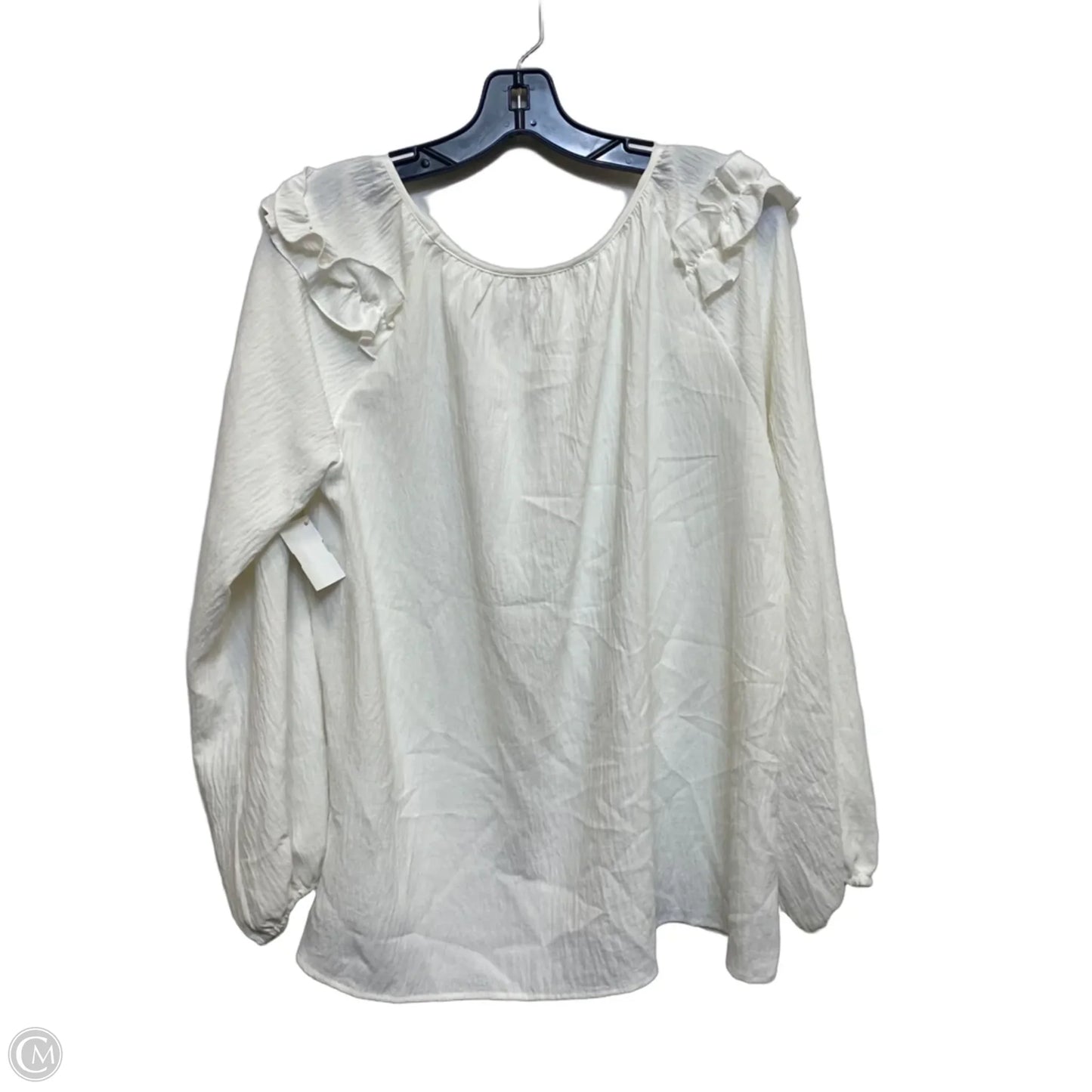 Top Long Sleeve By Oddi In White, Size: L