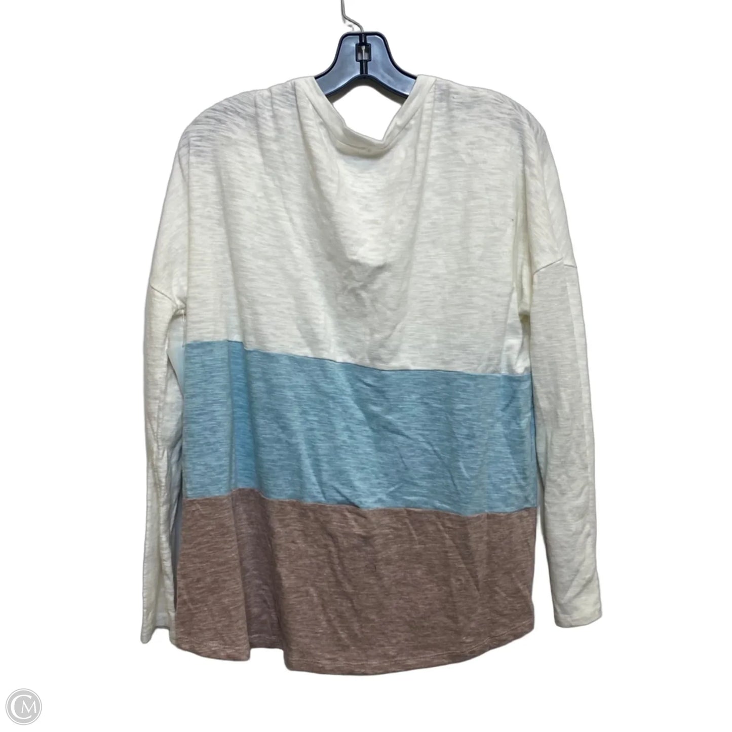 Top Long Sleeve By Entro In Blue & Cream, Size: L