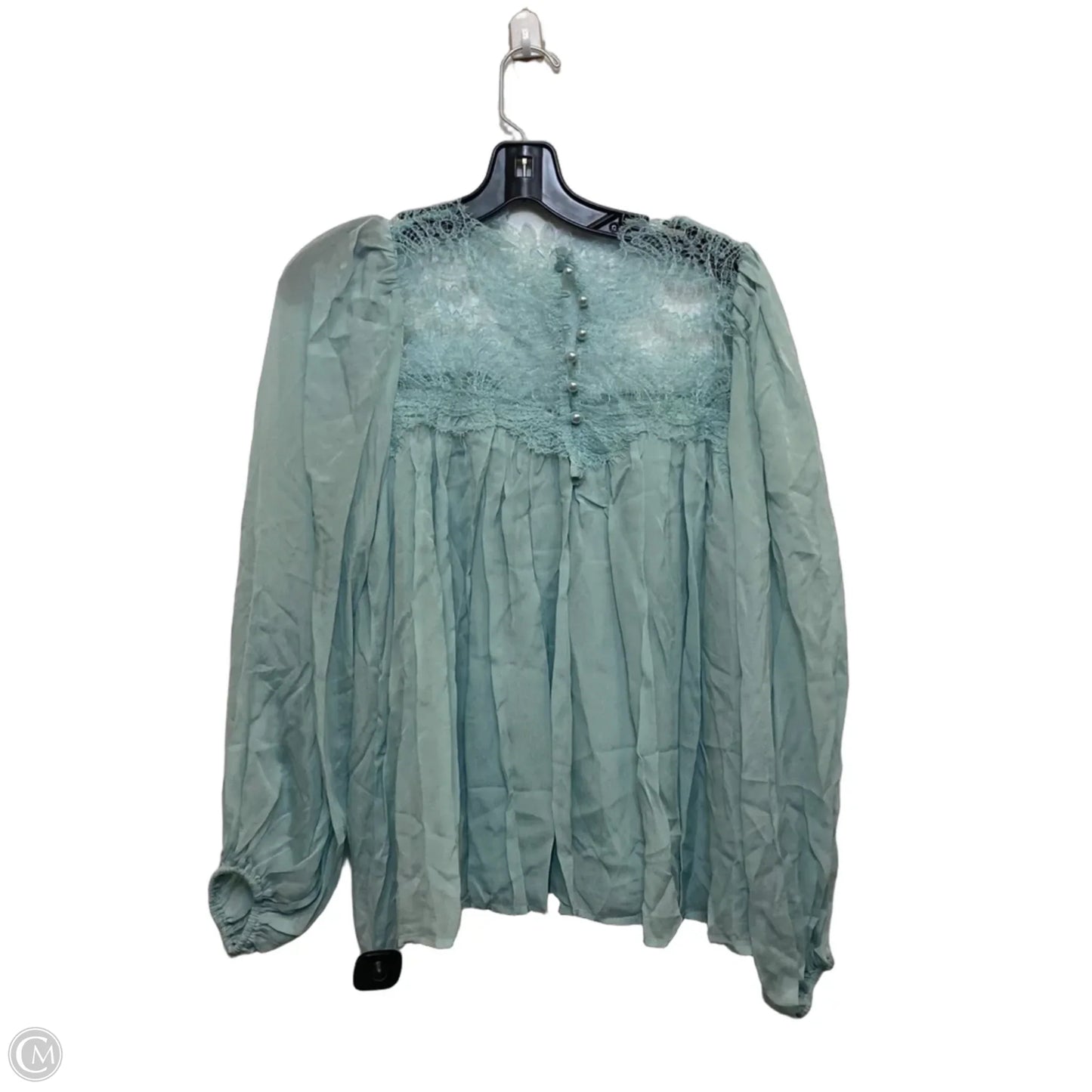 Top Long Sleeve By Impressions In Blue, Size: S