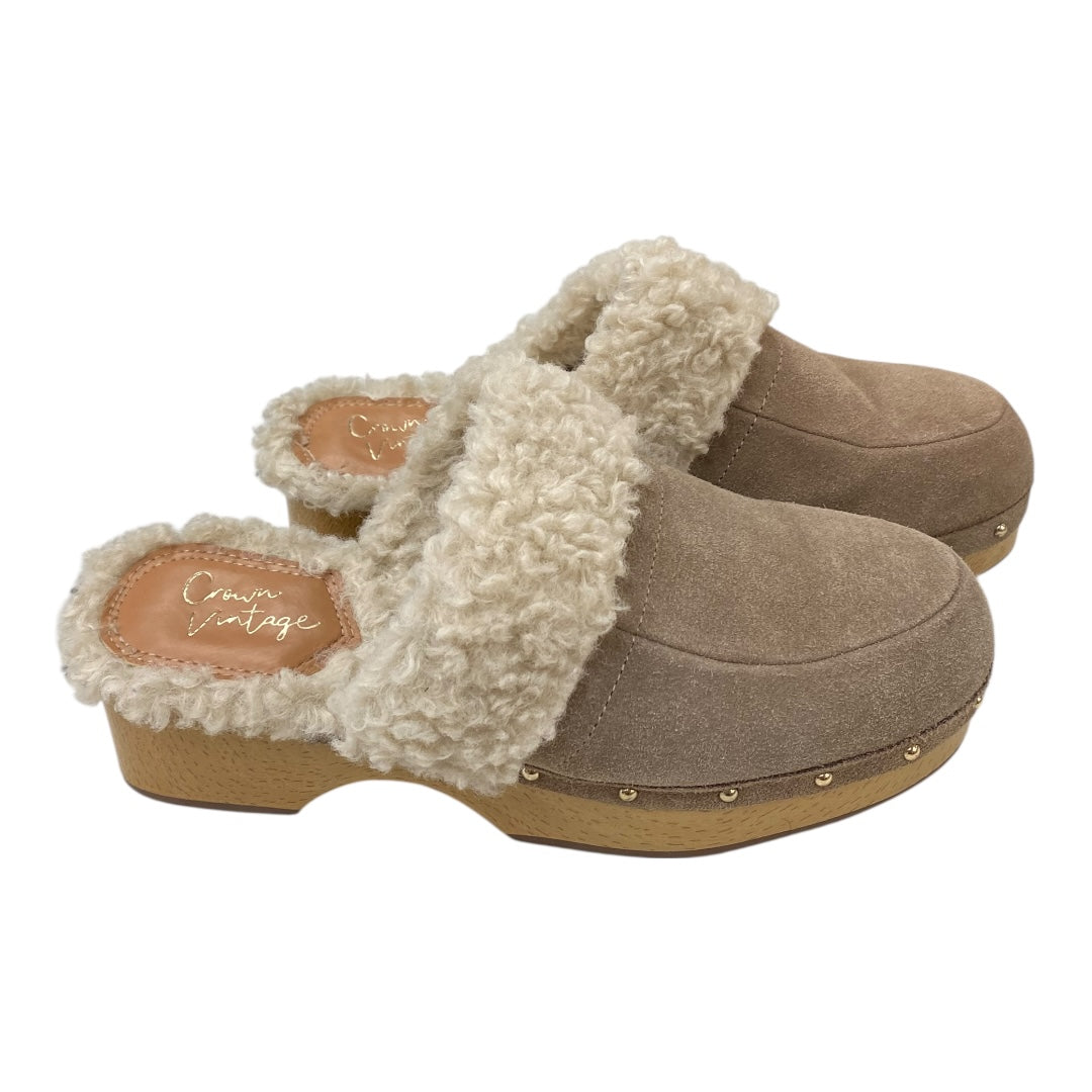 Shoes Heels Block By Crown Vintage In Taupe, Size:7