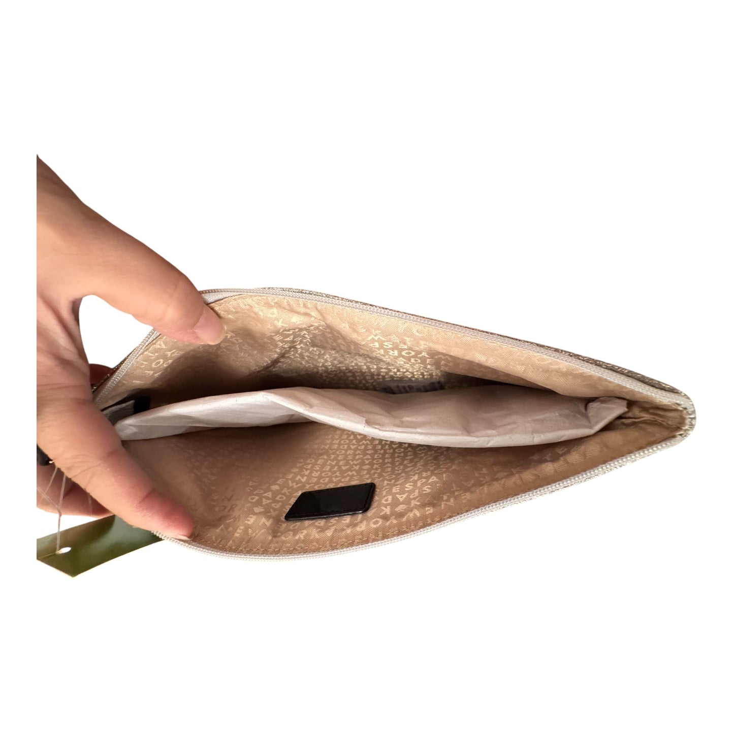 Clutch Designer By Kate Spade In Silver, Size:Large