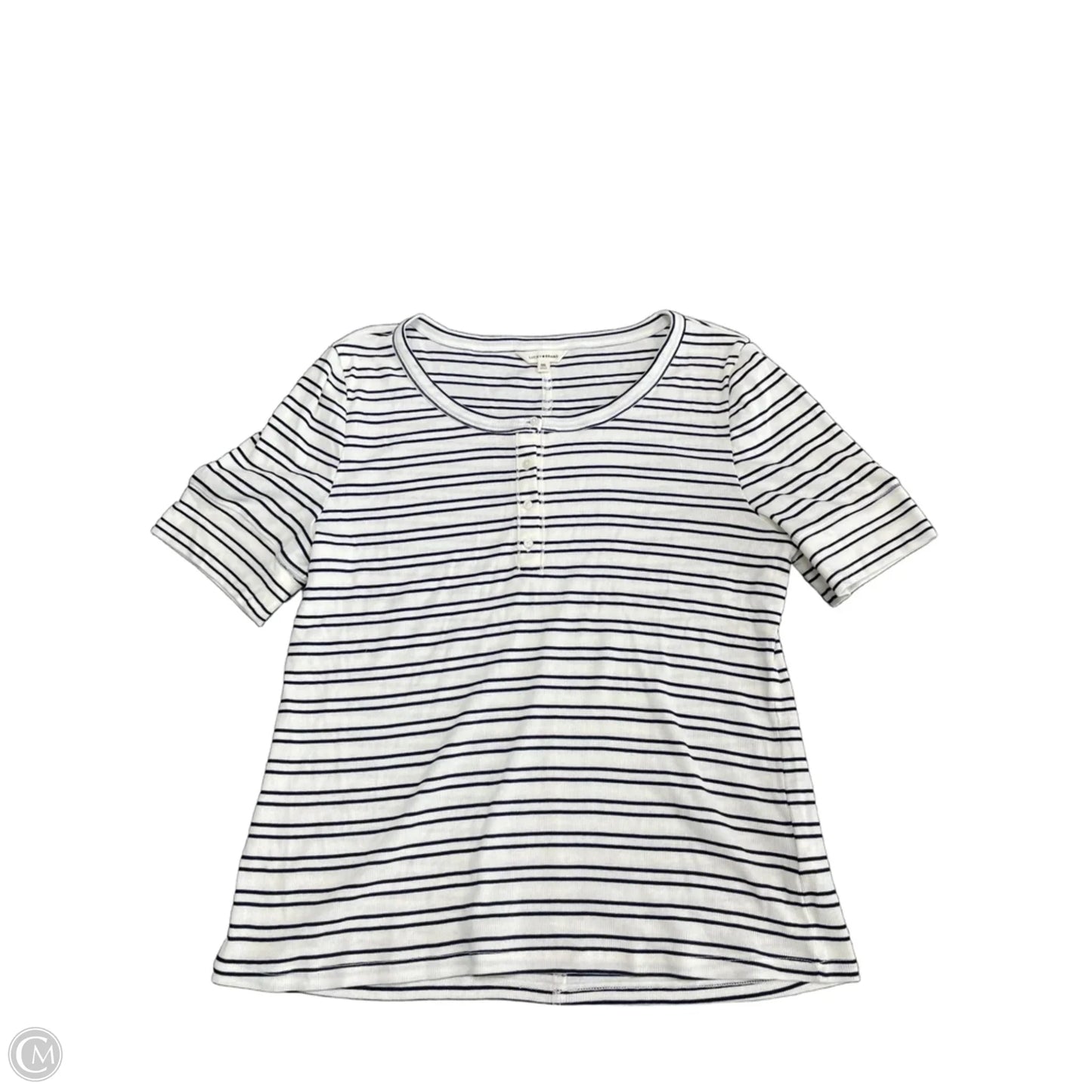Top Short Sleeve By Lucky Brand In Blue & Cream, Size: Xxl
