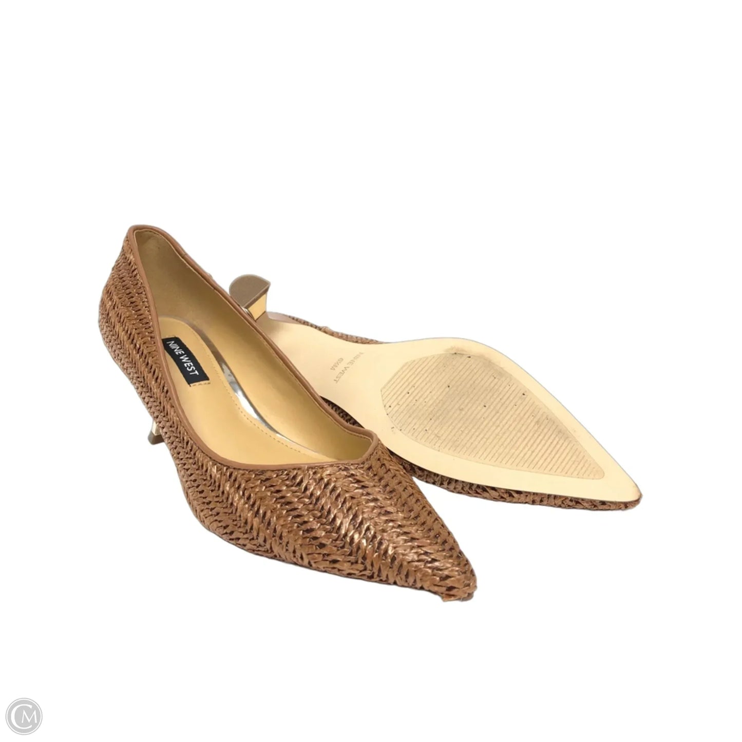 Sandals Heels Kitten By Nine West In Brown, Size: 6.5