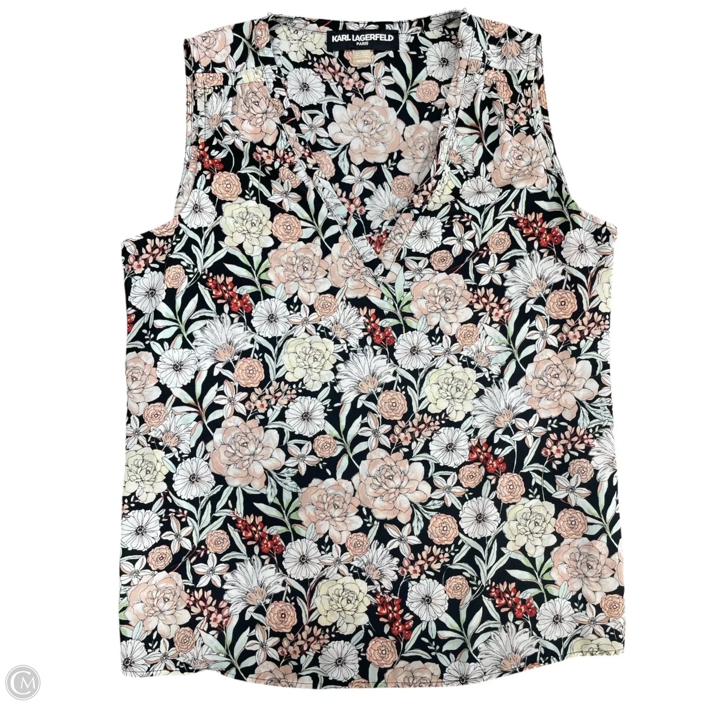 Blouse Designer By Karl Lagerfeld In Floral Print, Size: M