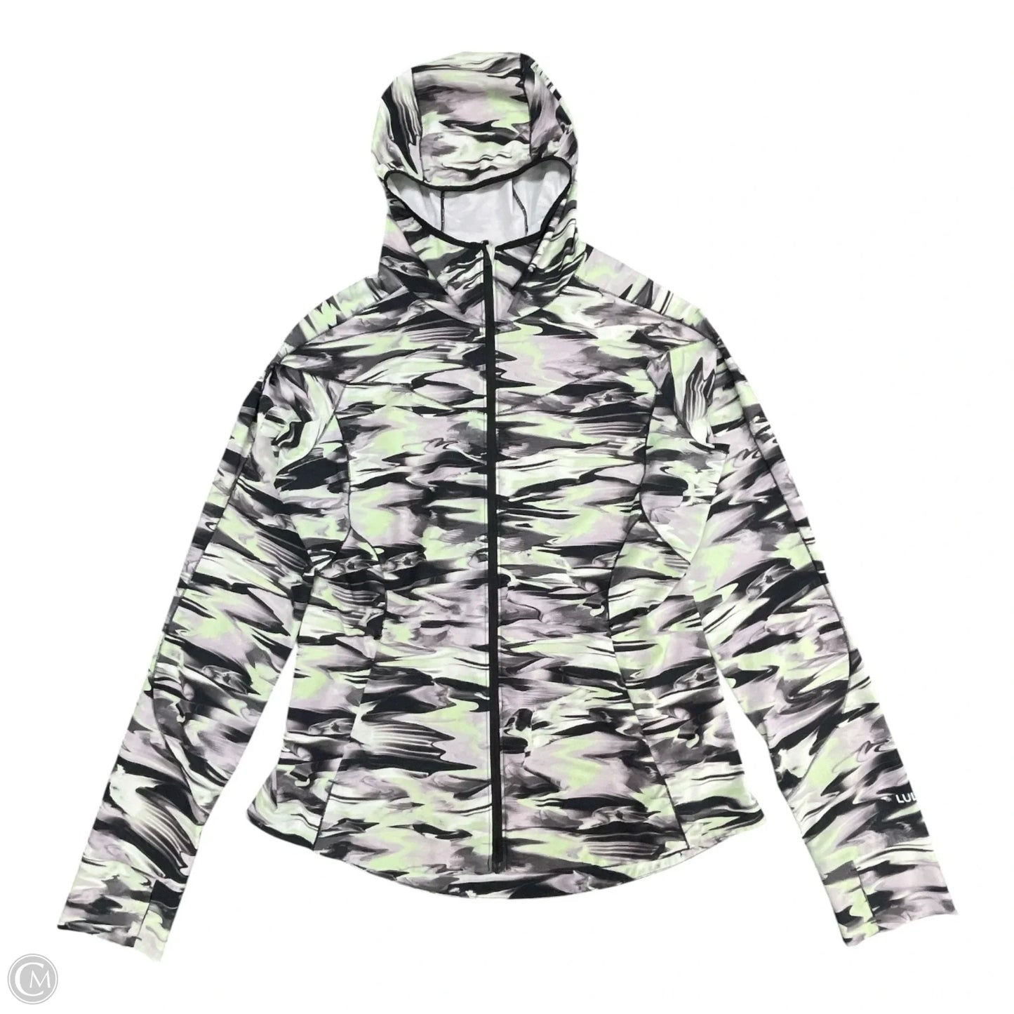 Athletic Jacket By Lululemon In Green & Grey, Size: 10