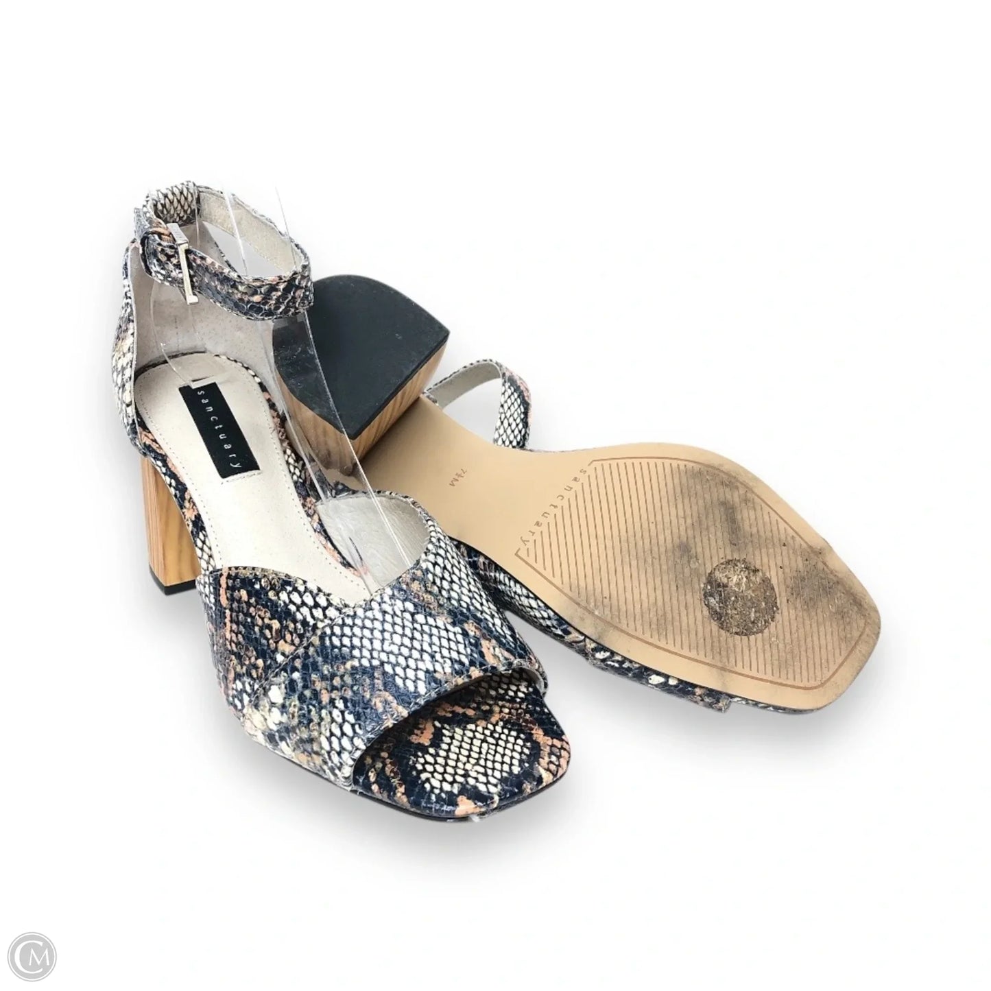 Sandals Heels Block By Sanctuary In Snakeskin Print, Size: 7.5