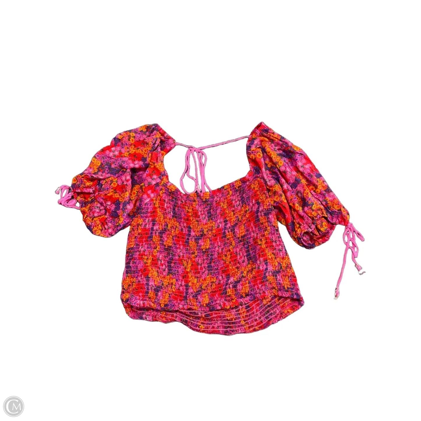 Blouse Short Sleeve By Free People In Geometric Pattern, Size: L