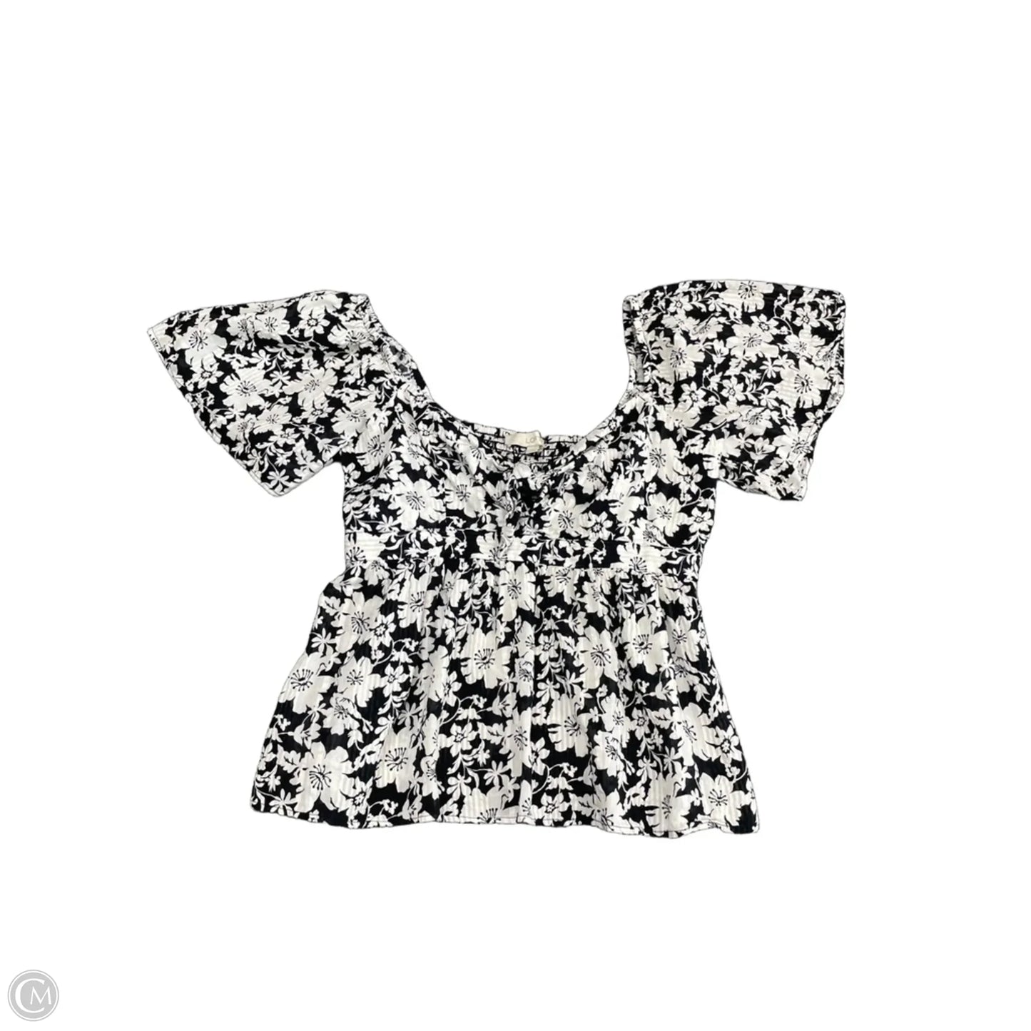 Top Short Sleeve By Loft In Black & White, Size: M