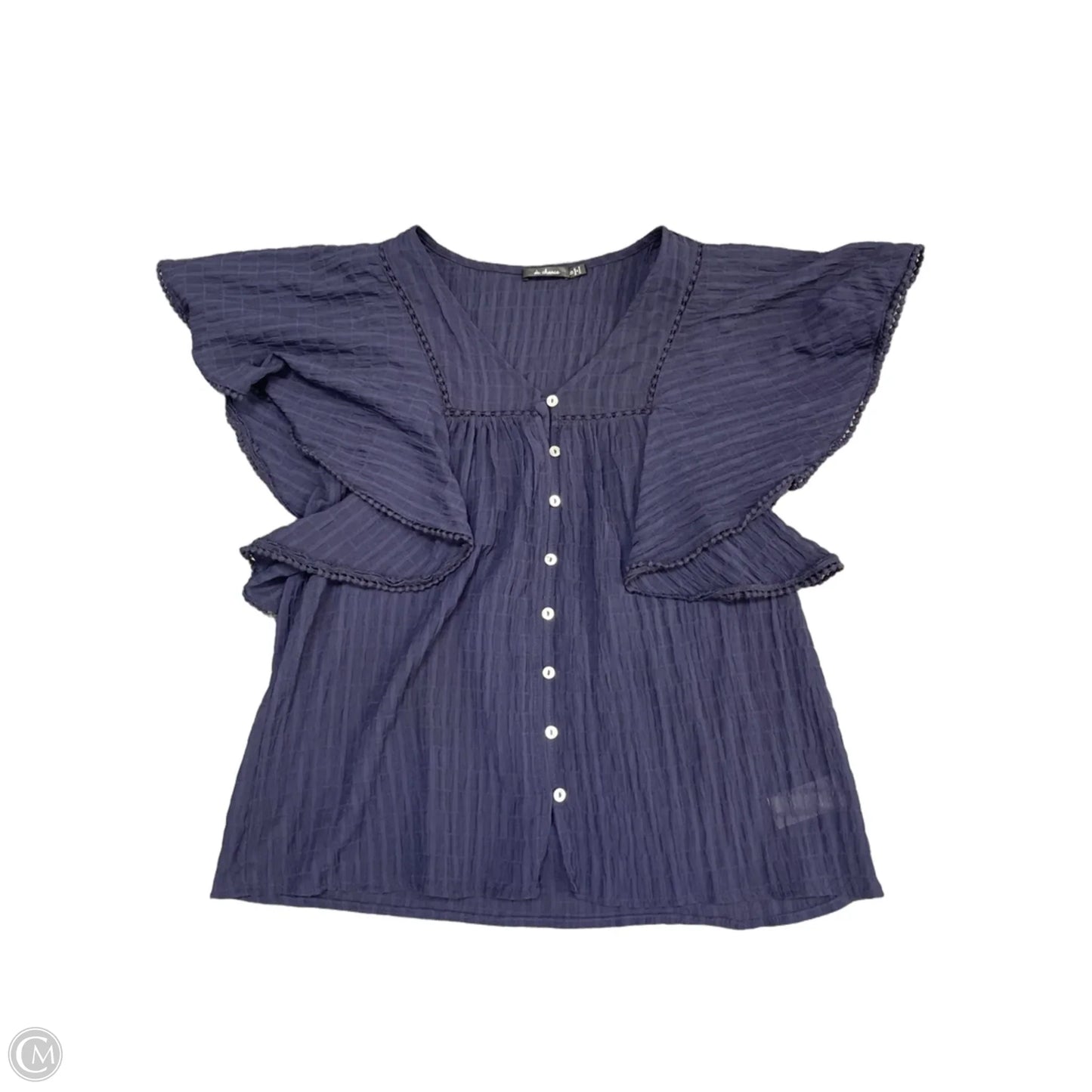 Blouse Short Sleeve By Clothes Mentor In Navy, Size: S