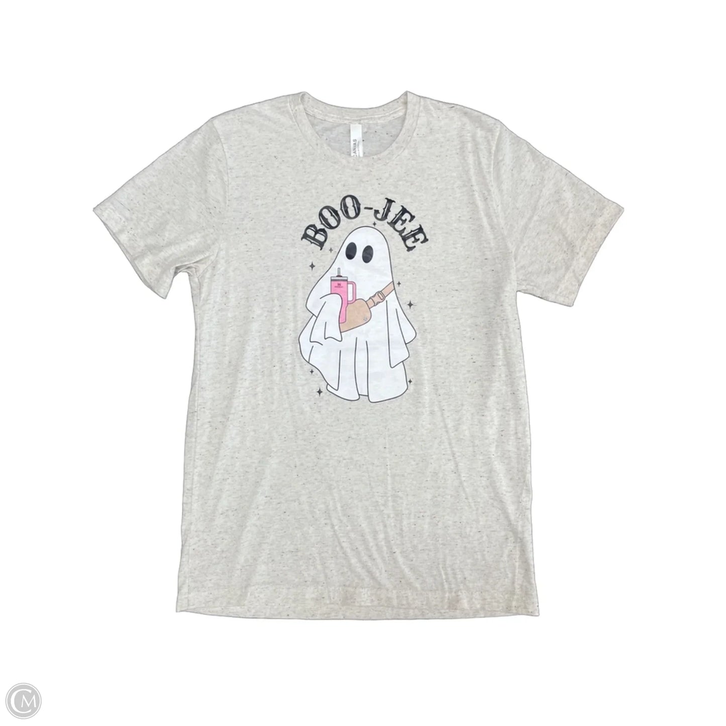 Top Short Sleeve Basic By Canvas In Beige, Size: M