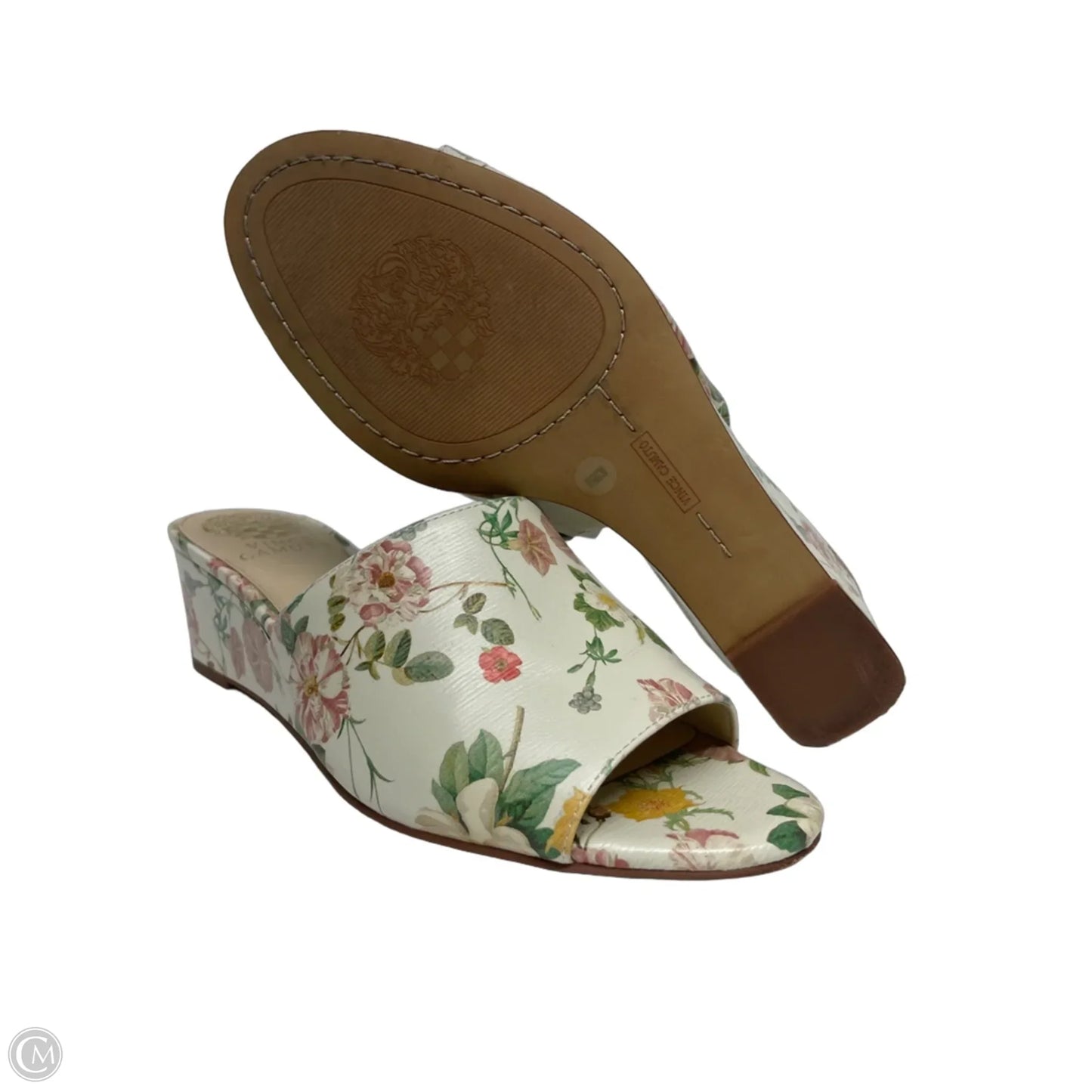 Sandals Heels Wedge By Vince Camuto In Floral Print, Size: 8.5