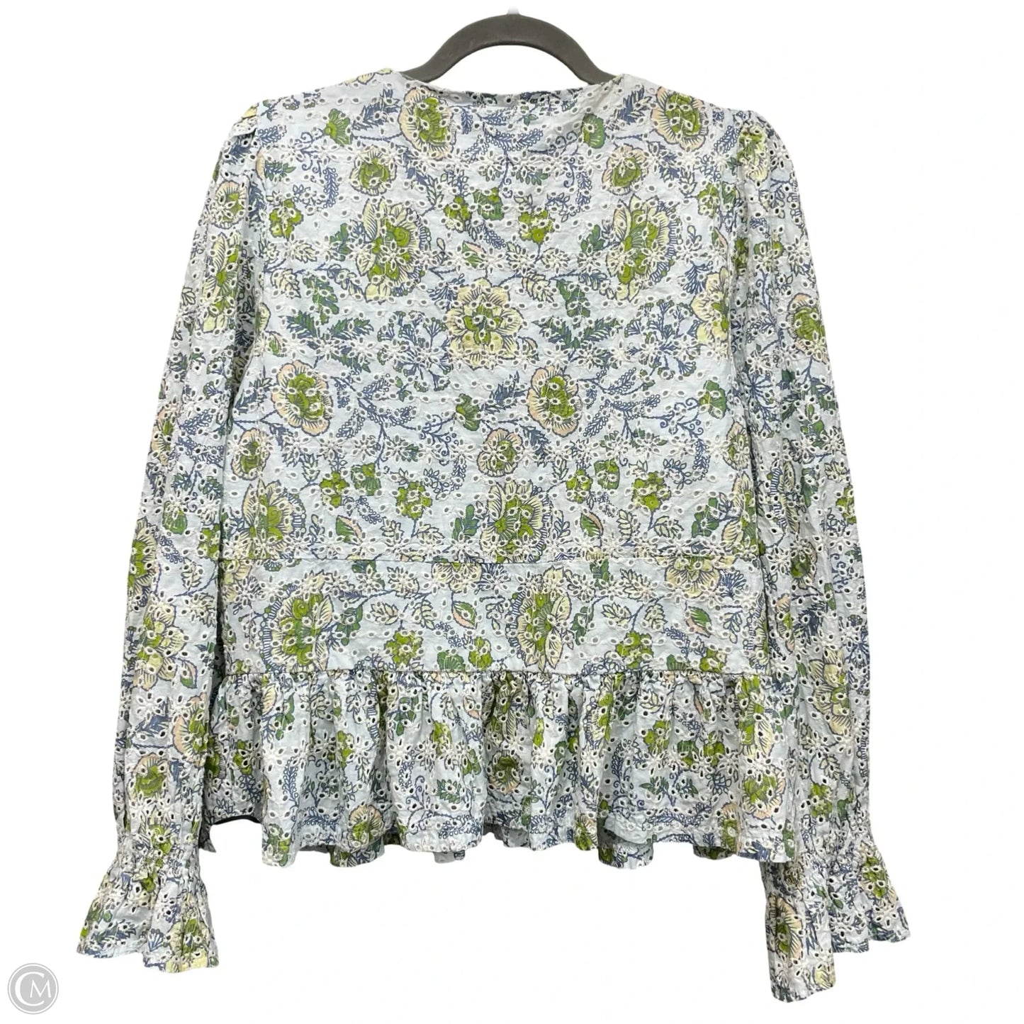 Top Long Sleeve By 7 For All Mankind In Blue & Green, Size: L