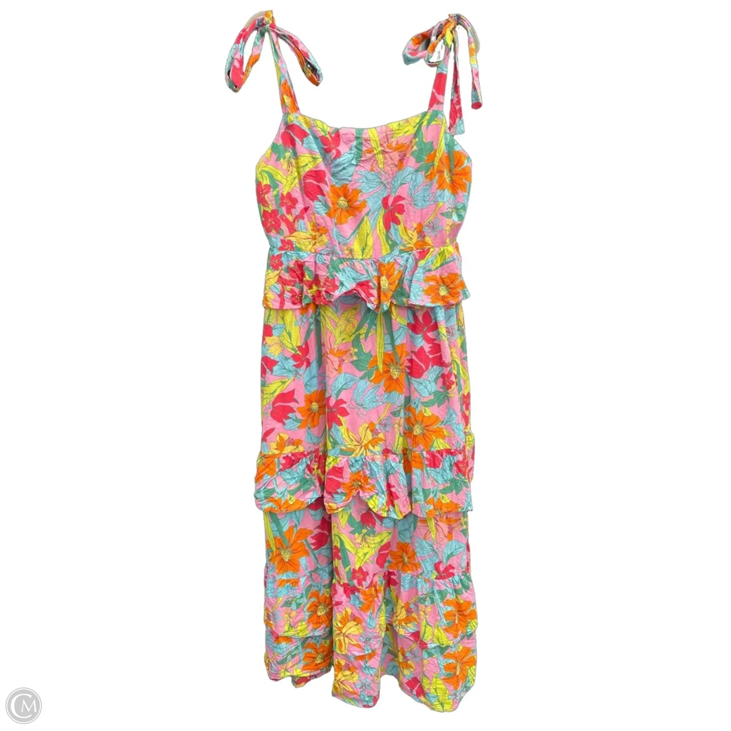 Dress Casual Midi By Cmc In Pink & Red, Size: Xl