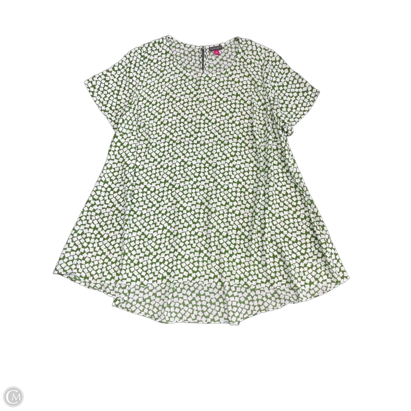 Tunic Short Sleeve By Vince Camuto In Green & White, Size: 1x