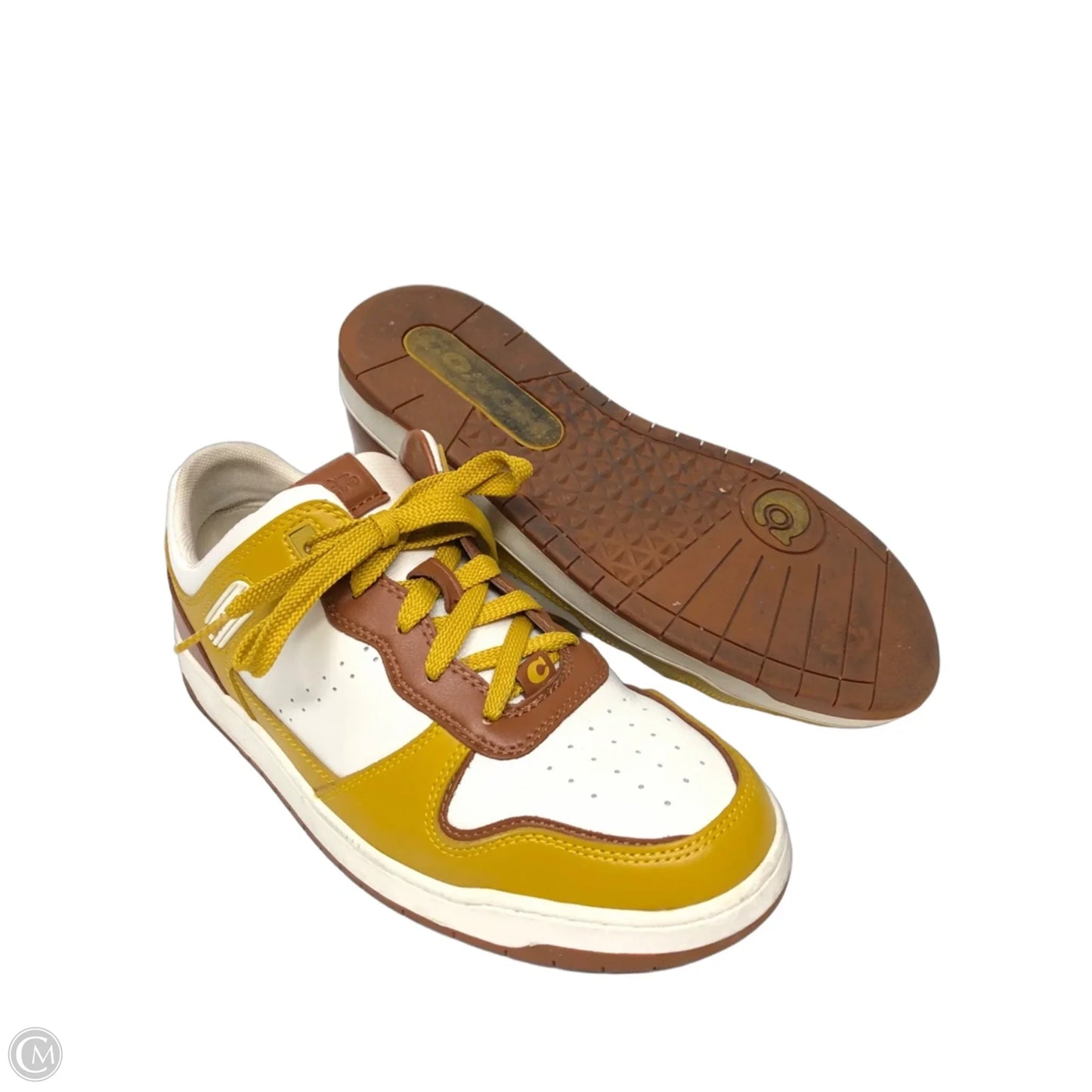 Shoes Designer By Coach In Brown & Yellow, Size: 9