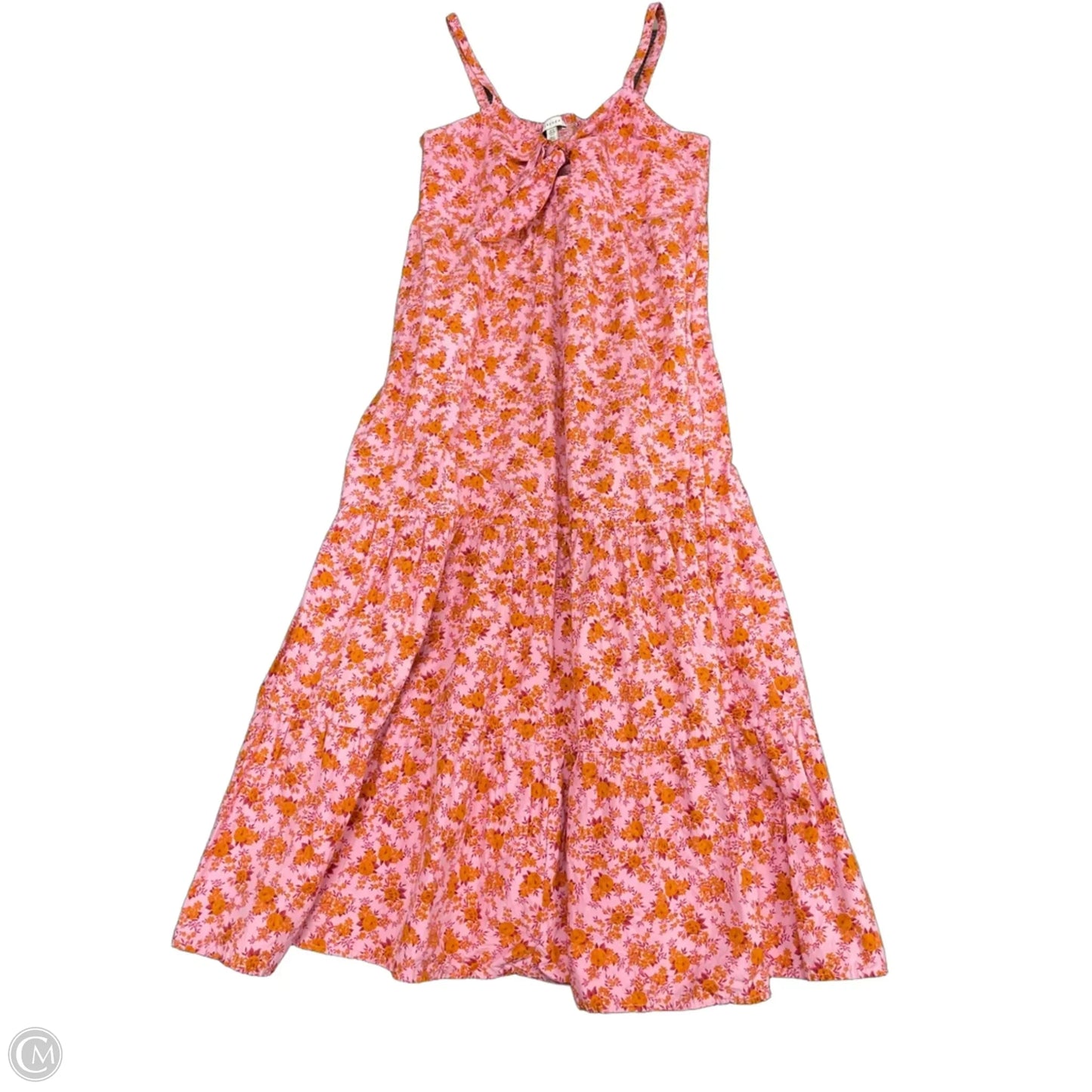 Dress Casual Midi By Top Shop In Orange & Pink, Size: 8
