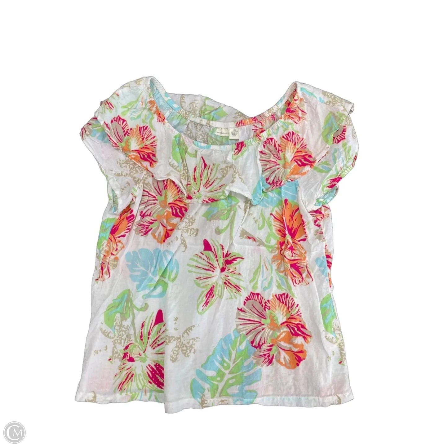 Top Short Sleeve By West Bound In Tropical Print, Size: Xl