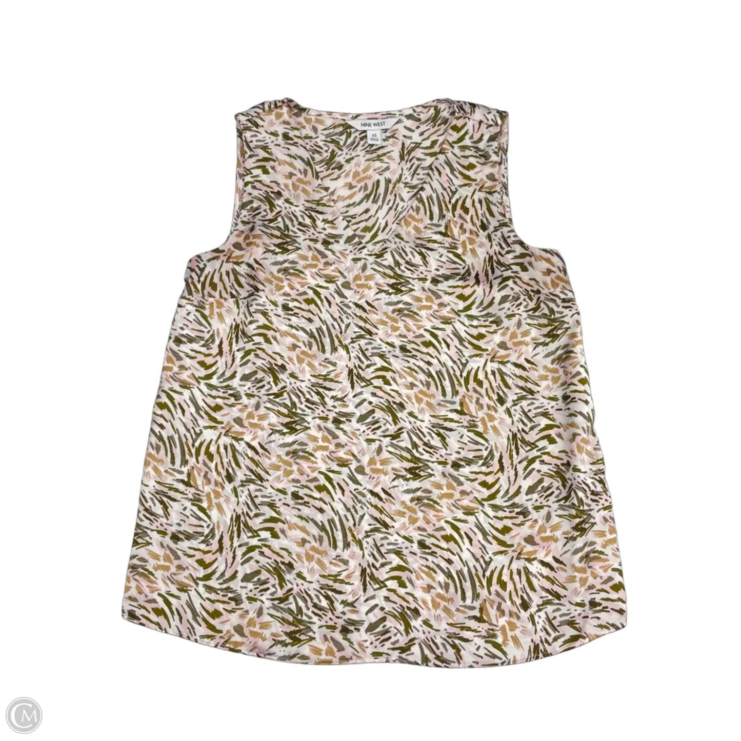 Top Sleeveless By Nine West In Green & Pink, Size: Xs
