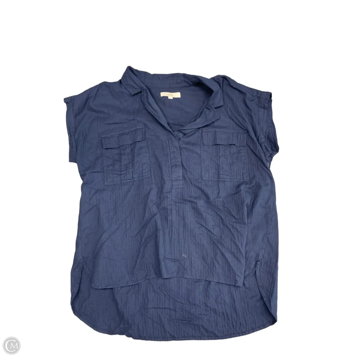Top Short Sleeve By Loft In Navy, Size: Xxl