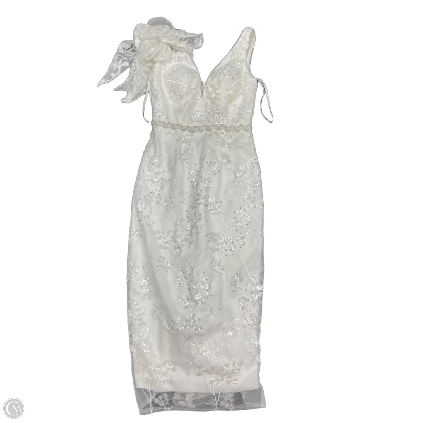 Dress Party Midi By Mac Duggal In White, Size: 0