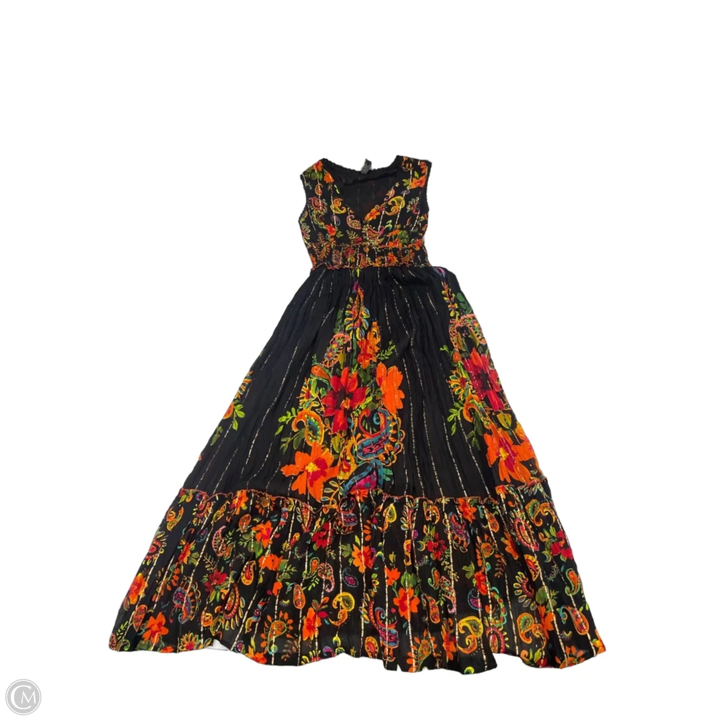 Dress Casual Maxi By Cmc In Black & Orange, Size: M