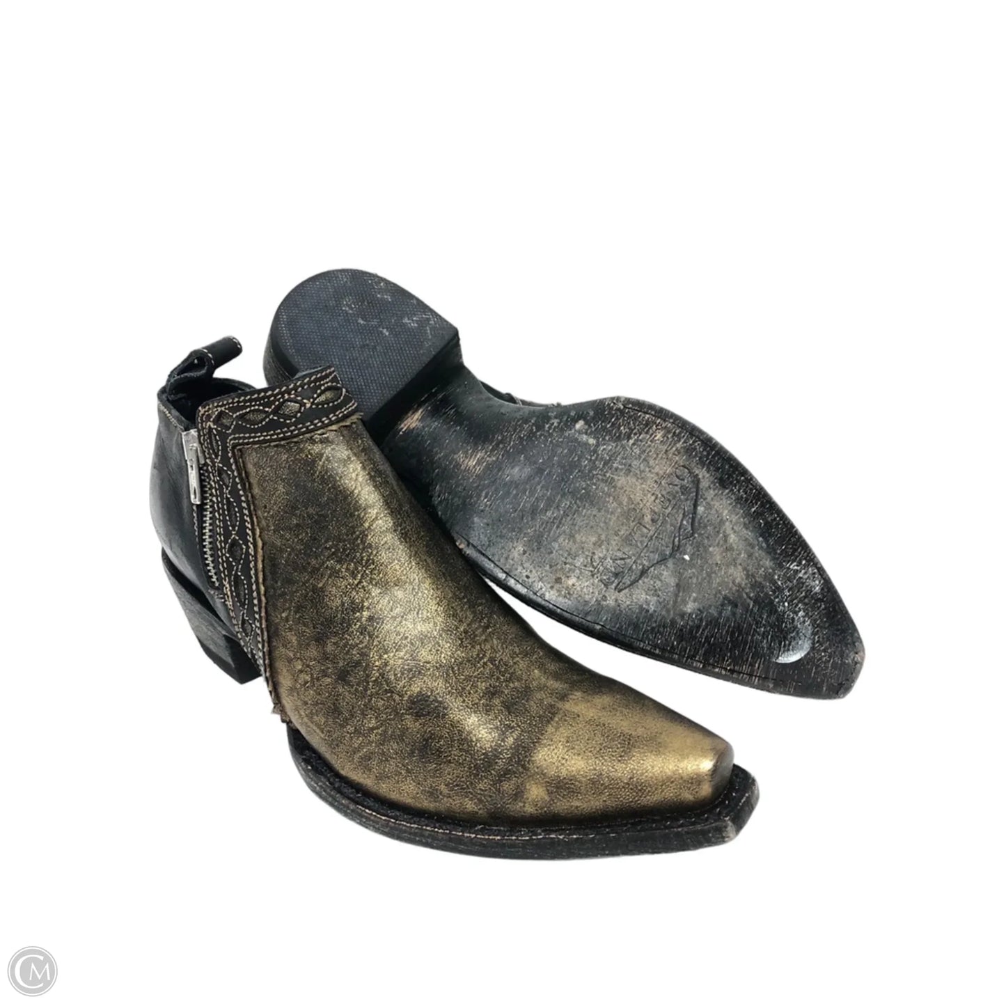Boots Ankle Heels By Cmb In Black & Gold, Size: 9
