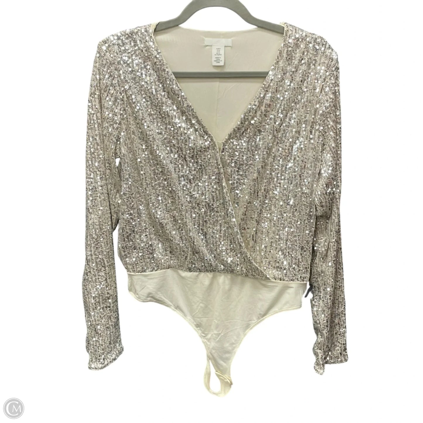 Bodysuit By H&m In Silver & Tan, Size: M
